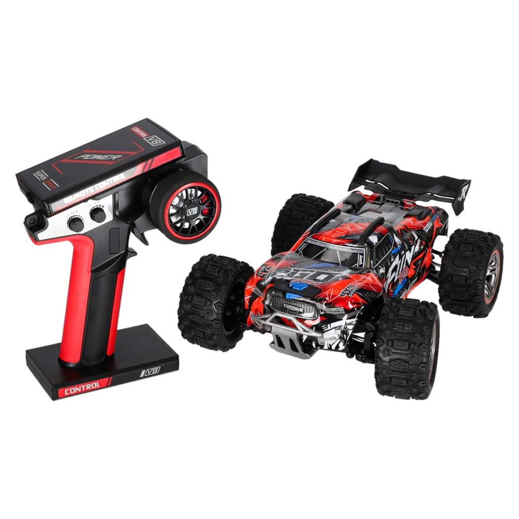 Wltoys RC-Auto Monstertruck Geländeflitzer Rennwagen (Spar-Set, 1-tlg., 29 x 20,5 x 11 cm schnell), 60 km/h, Allradantrieb, bürstenloser Motor, LED