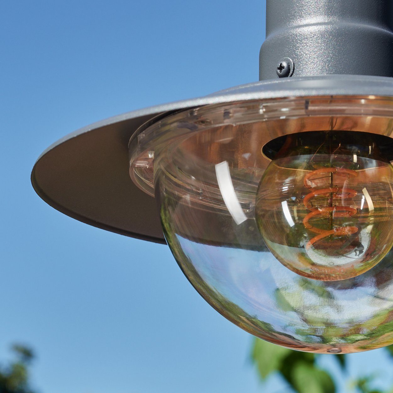 E27, Kandelaber, moderne Außen-Stehlampe Anthrazit/Klar, Leuchtmittel aus Gartenbeleuchtung Metall/Kunststoff ohne ohne Leuchtmittel, hofstein in Wegeleuchte IP44, 2x