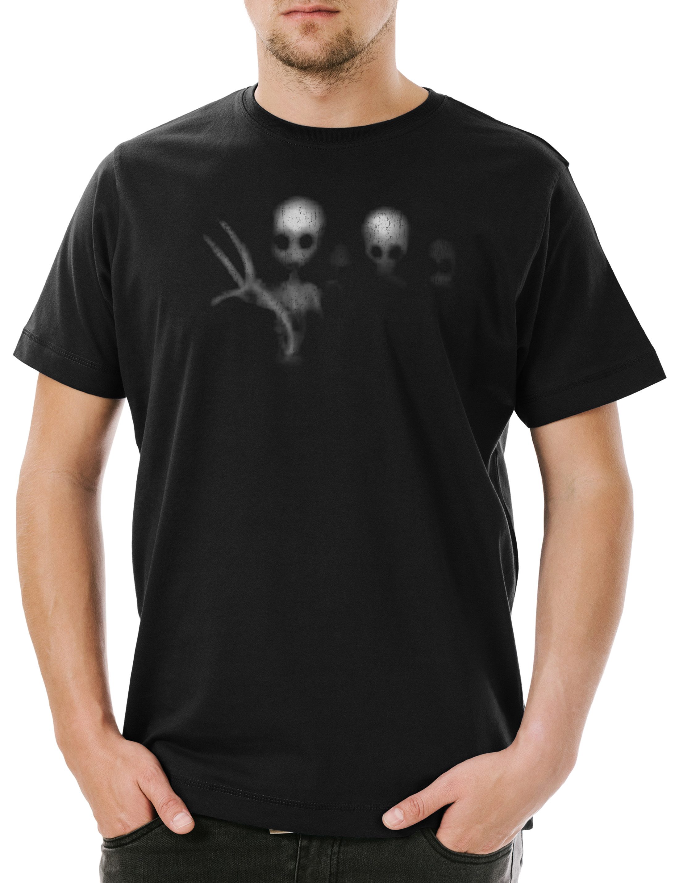 Urban Backwoods Print-Shirt Alien Ghosts Herren T-Shirt Ufo Area Restricted Flugscheibe 51 Alien (1-tlg) TR3B Flying Saucer Disc