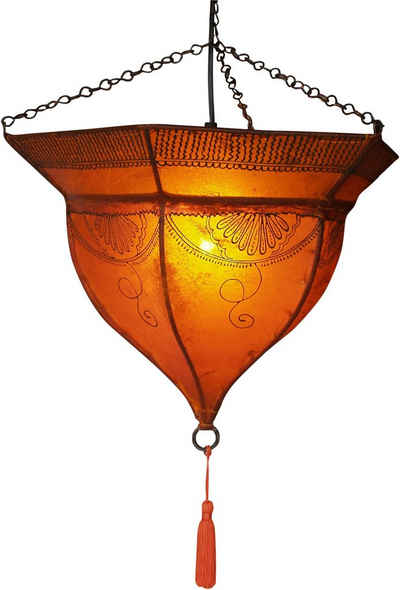 Guru-Shop Плафони Henna - Leder Deckenlampe - Mali orange, Leuchtmittel nicht inklusive