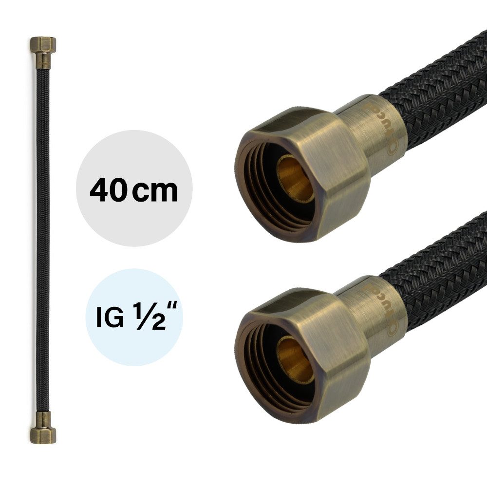 TUCAI Flexschlauch Flexschlauch DN8 IG/IG 1/2" -400mm Schwarz Antikes Bronze