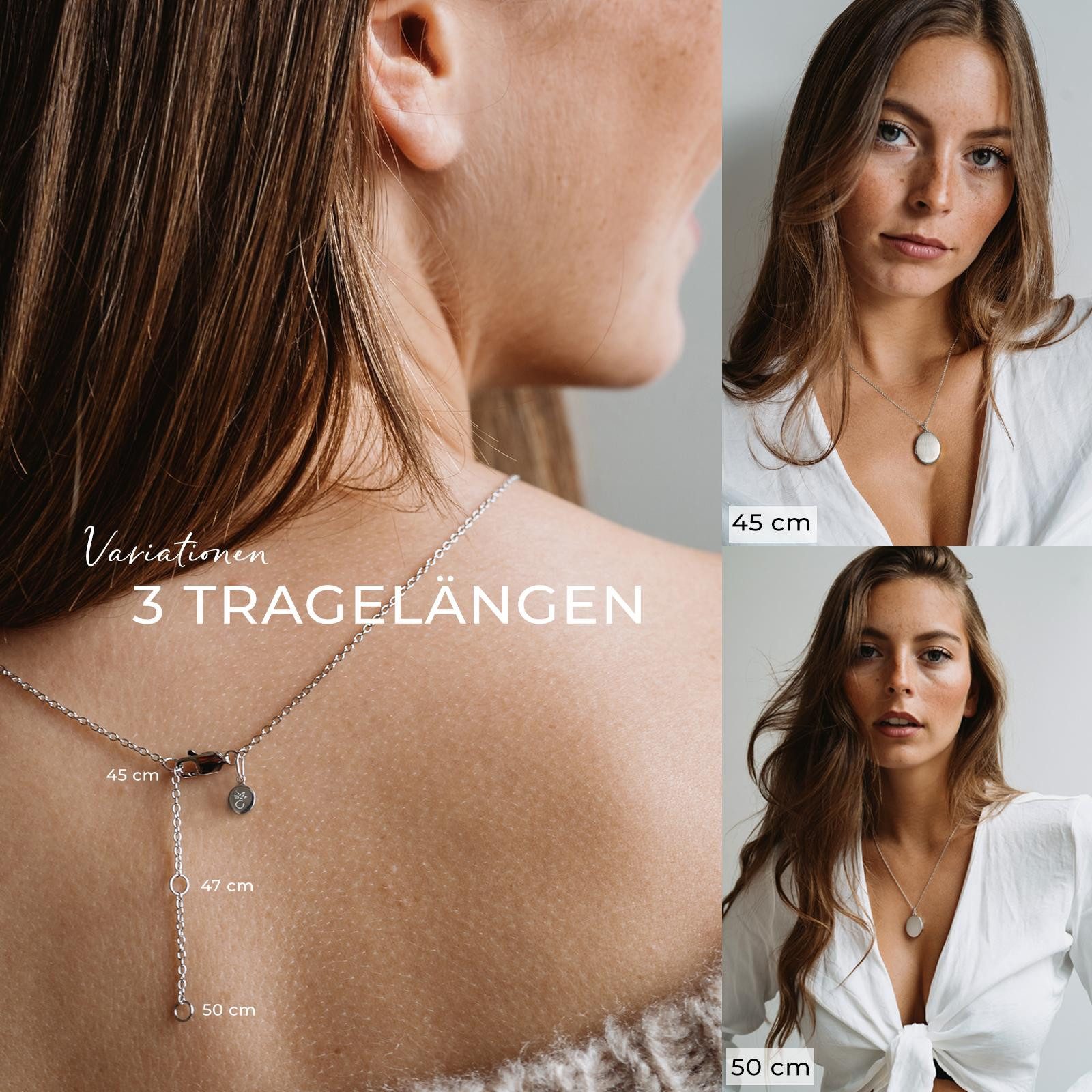 Amoonic Amulett Medaillon Oval zum Öffnen für Bilder Silber 925 Kette für Foto (inkl. Schmucketui), Anhänger aufklappbar befüllbar Foto Gold Rosegold vergoldet Geschenk