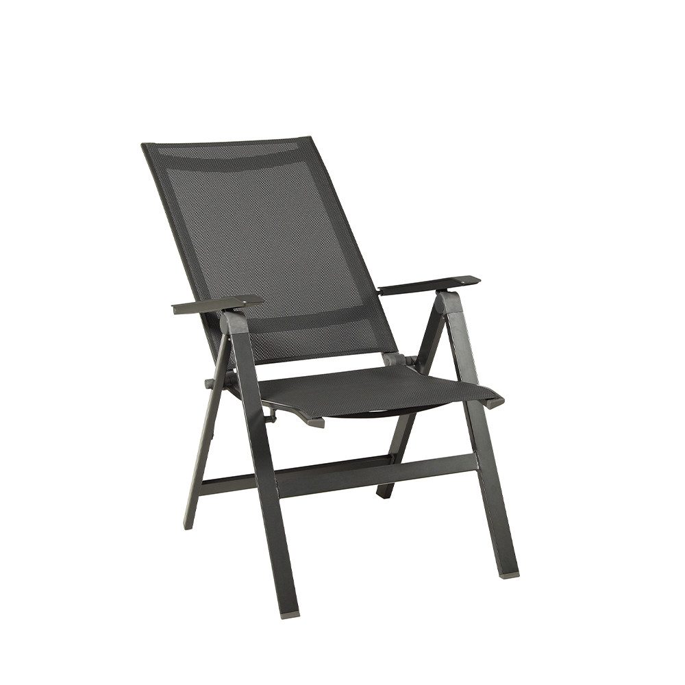 acamp Klappstuhl Moderner Aluminium Outdoor Stuhl für Balkon & Terrasse (ergonomisch geformte Sitzfläche, rostfrei, modern), Klappstuhl, Aluminium Gartenstuhl, grau, B 56cm, H 88cm, T 65cm