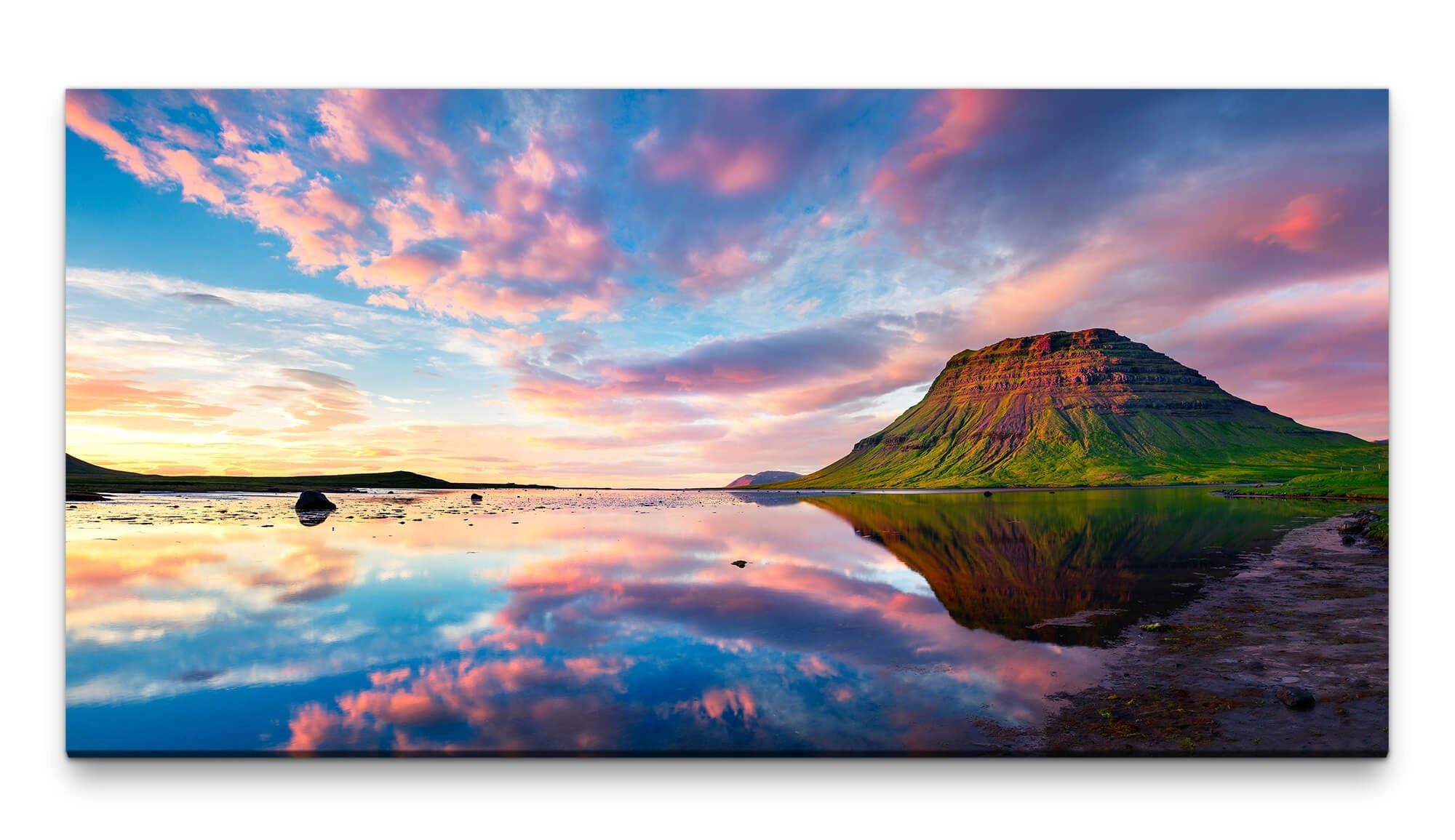Leinwandbild Bilder XXL Berg und Wasser 50x100cm Wandbild auf Leinwand