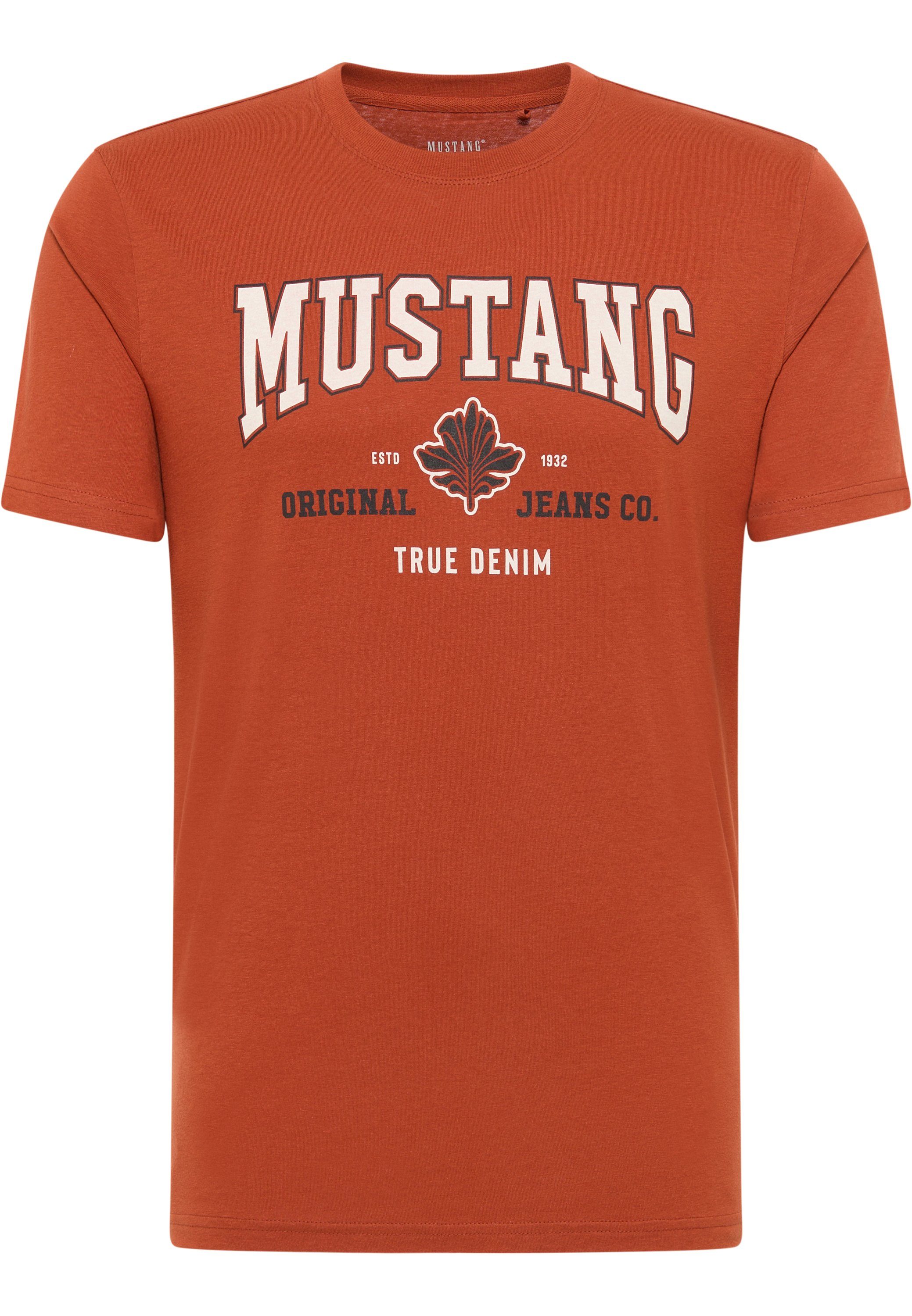 MUSTANG Kurzarmshirt Mustang Print-Shirt braun | T-Shirts