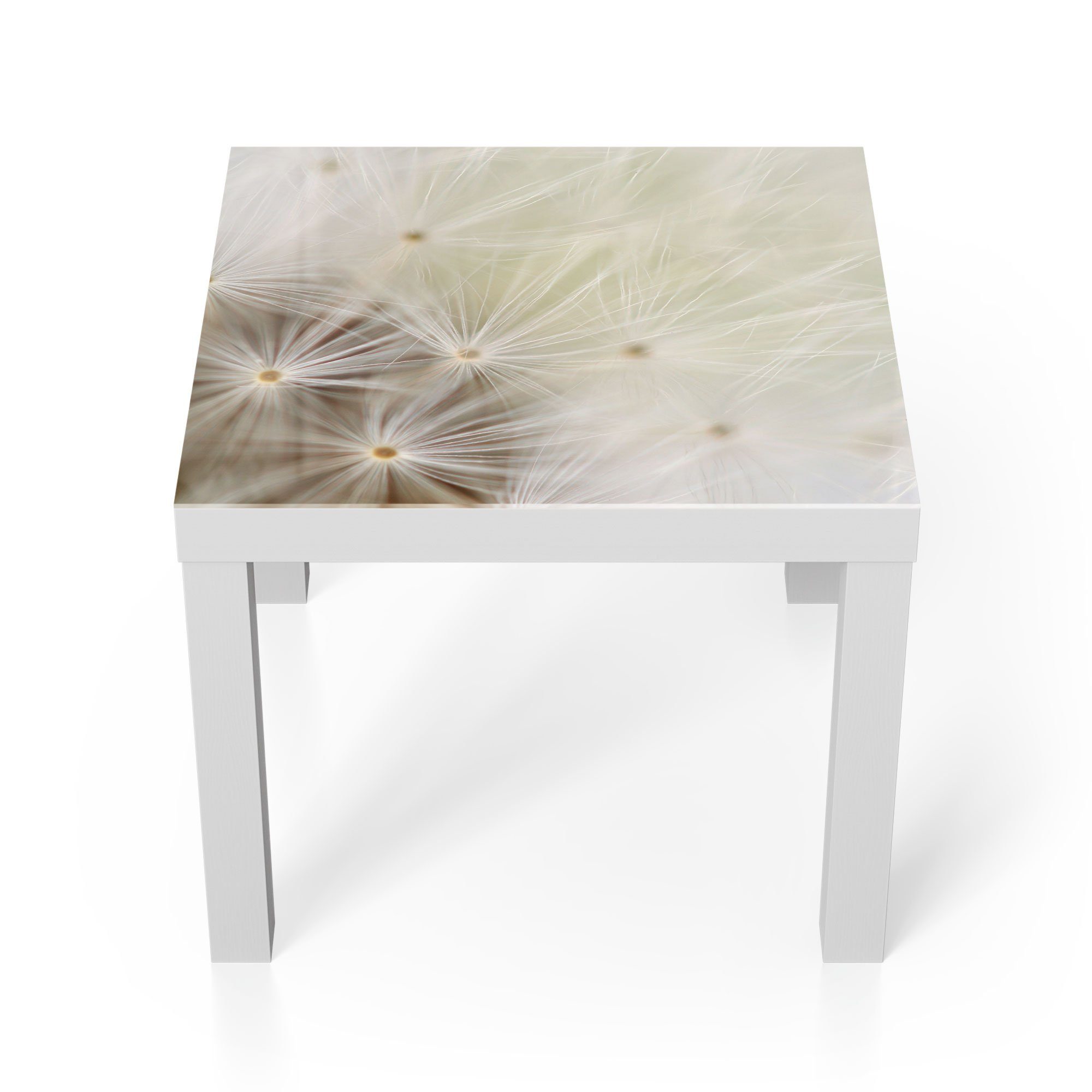 DEQORI Couchtisch 'Pusteblume ganz nah', Glas Beistelltisch Glastisch modern Weiß