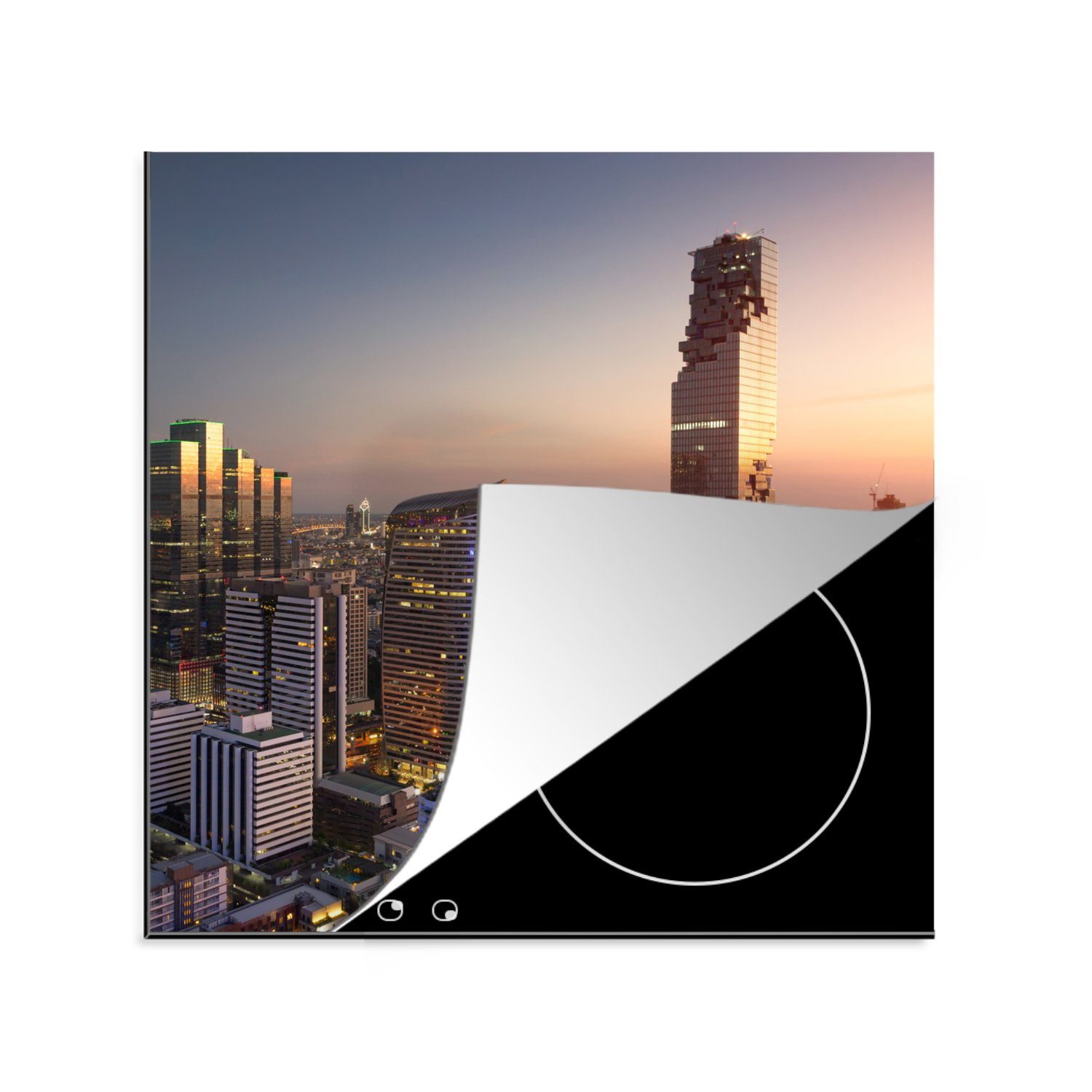 Wohnung - für - Arbeitsplatte Vinyl, Herdblende-/Abdeckplatte 78x78 Urban, MuchoWow Bangkok Ceranfeldabdeckung, küche tlg), cm, (1