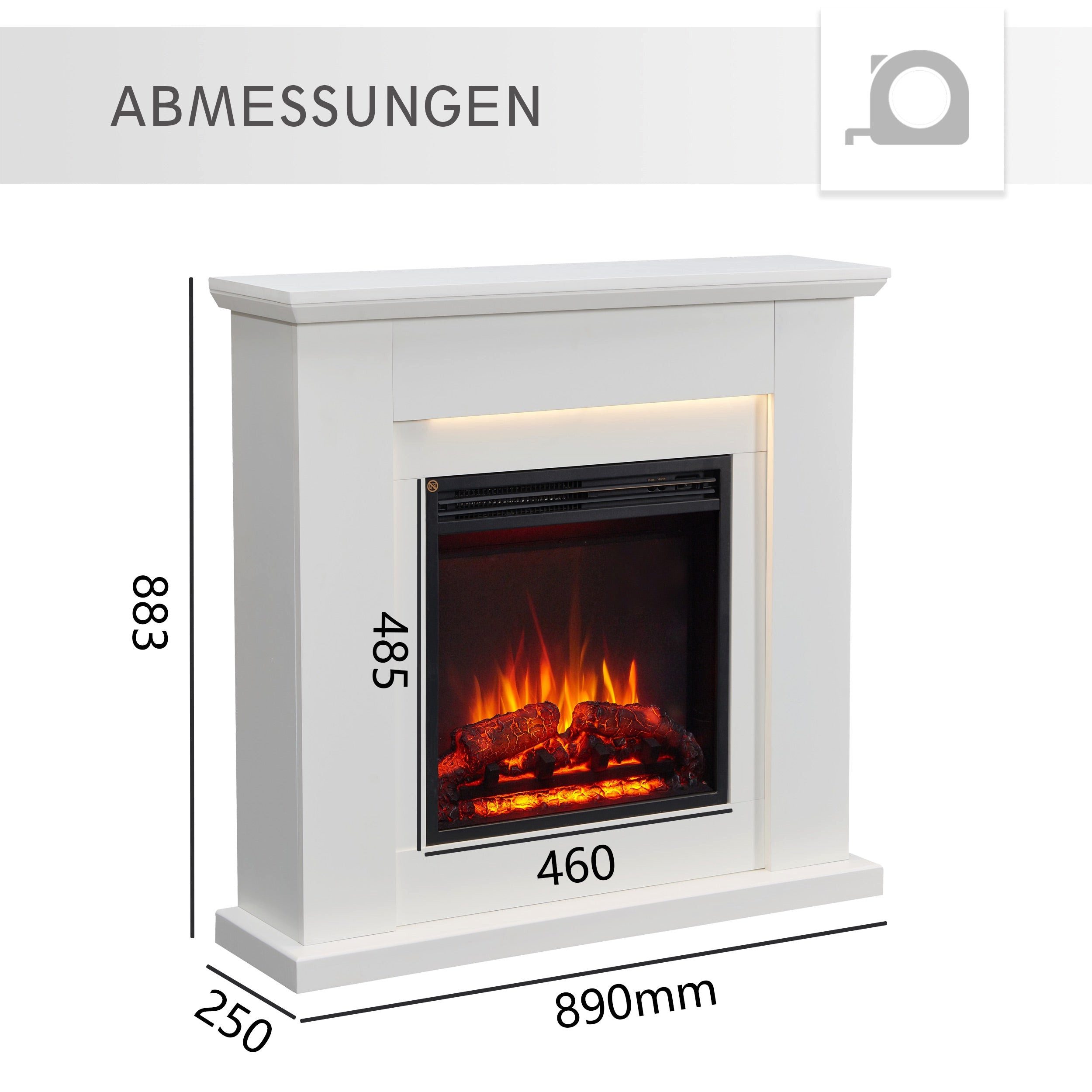 Balderia Elektrokamin Pandora, Standkamin mit 3D Flamme, 13 LED-Farben, 2000 W