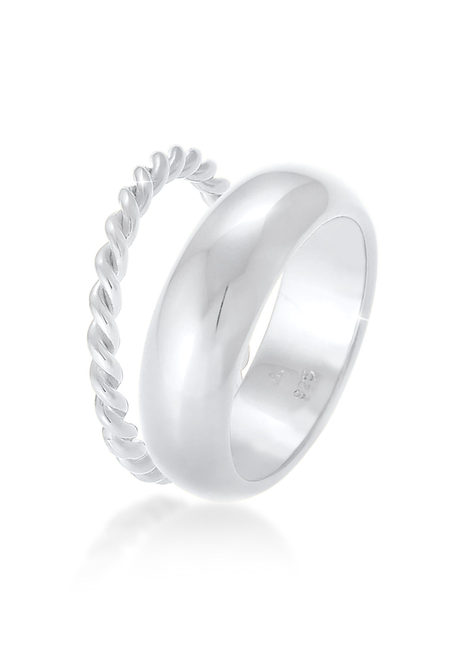 Ring-Set Bandring Twisted Gedreht 2er Set Basic 925 Silber
