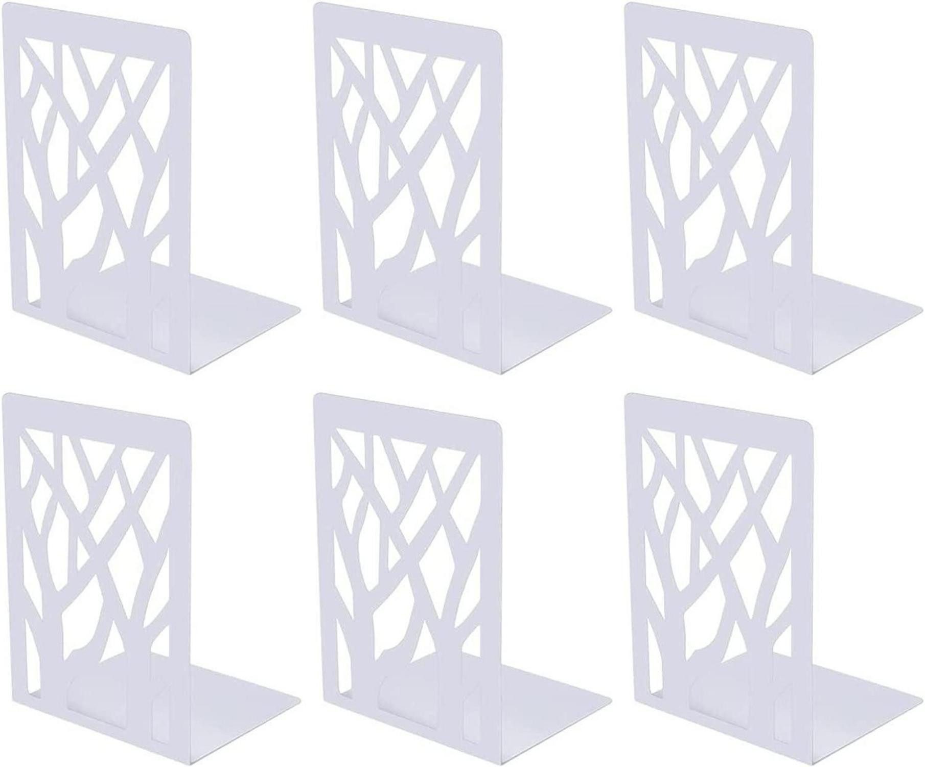 LuxusKollektion Buchstütze 3er Set Metall-Buchstützen Weiß Bücher Halter Regal Buchstopper