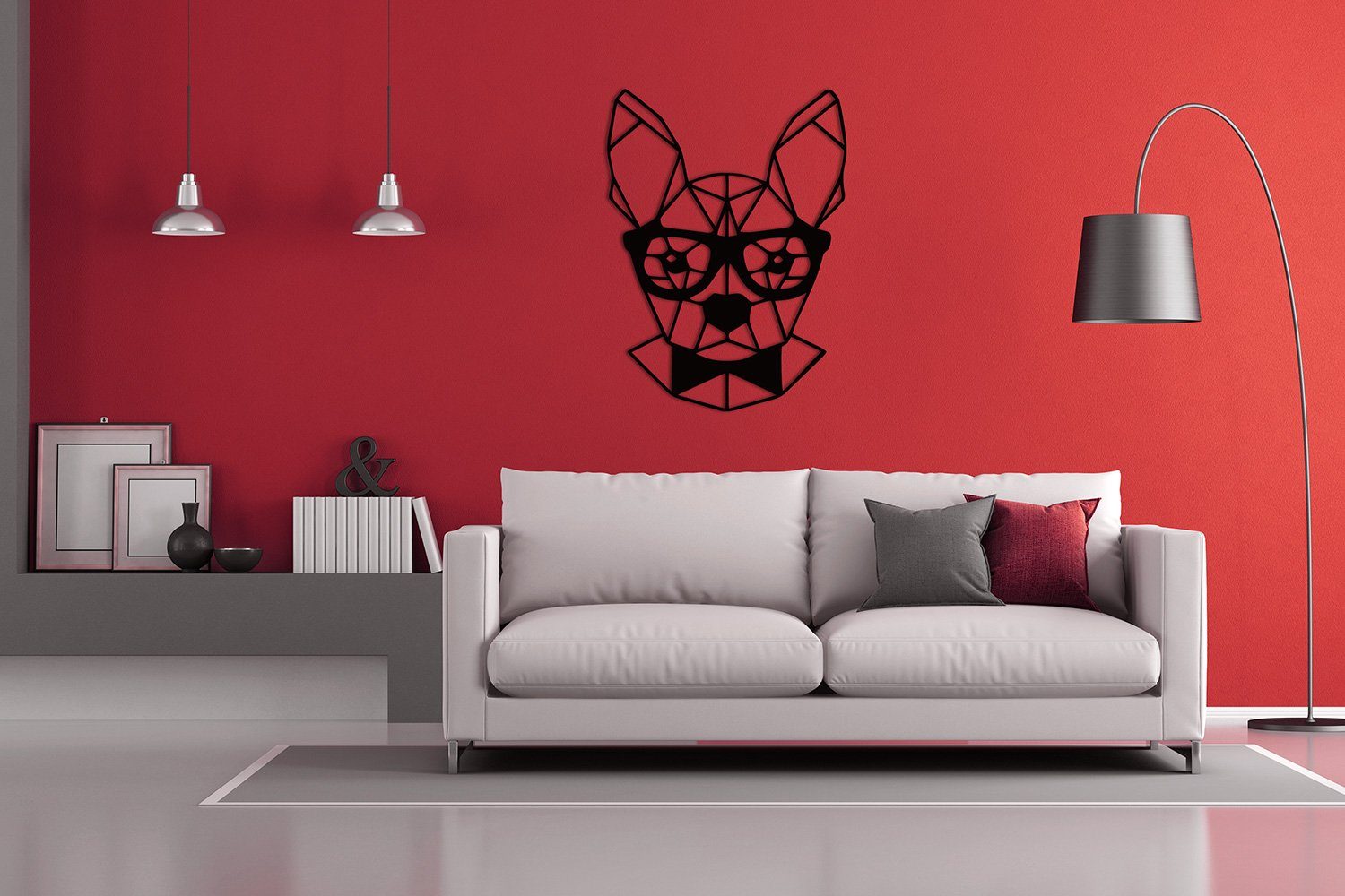 tuning-art Wanddekoobjekt WB06-BLK Wanddekoration Deko Wandkunst Schwarz Metallschild Crazy Dog