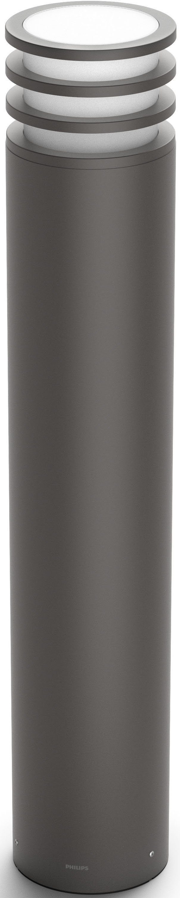 Philips Hue LED Pollerleuchte Lucca, Dimmfunktion, Farbsteuerung, Farbwechsel, Leuchtdauer einstellbar, Smart Home, mehrere Helligkeitsstufen, LED wechselbar, Kaltweiß, Neutralweiß, Tageslichtweiß, Warmweiß, LED Außenleuchte - smartes LED-Lichtsystem mit App-Steuerung