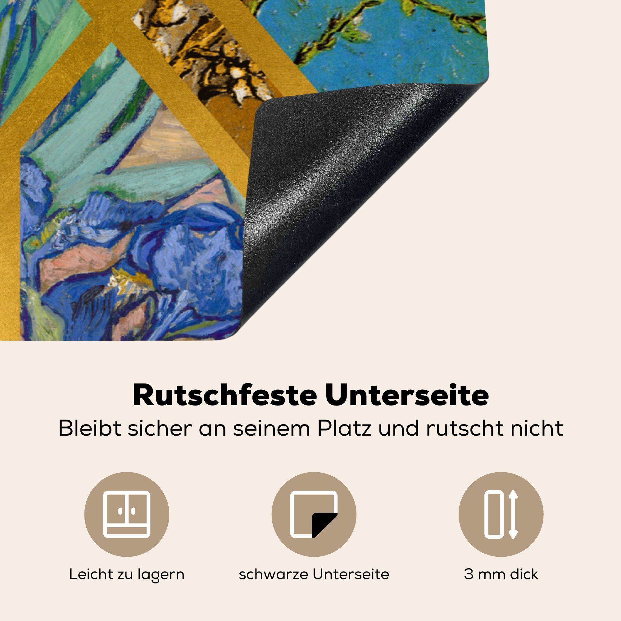 Meister, (1 Schutz küche, Van Gogh Vinyl, Alte tlg), für - cm, Ceranfeldabdeckung - MuchoWow 81x52 Herdblende-/Abdeckplatte Kunst Induktionskochfeld die