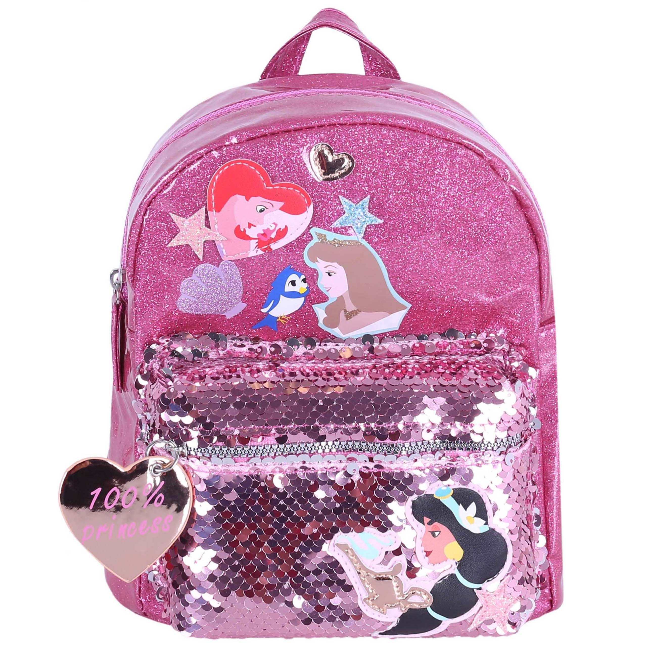 Disney Princess Schulrucksack DISNEY Prinzessinnen glänzender Rucksack für Mädchen, 22 x 10 x 19 cm – Bild 2 von 5