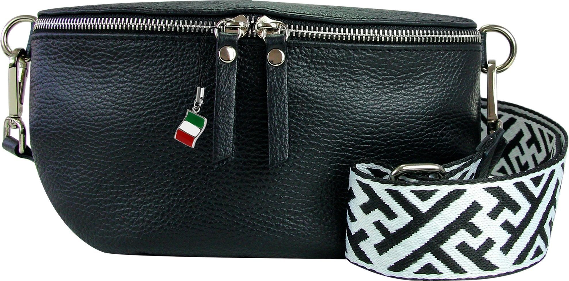 FLORENCE Gürteltasche Florence Echtleder Gürteltasche Damen (Gürteltasche), Damen Leder Gürteltasche, schwarz, mehrfarbig ca. 25cm