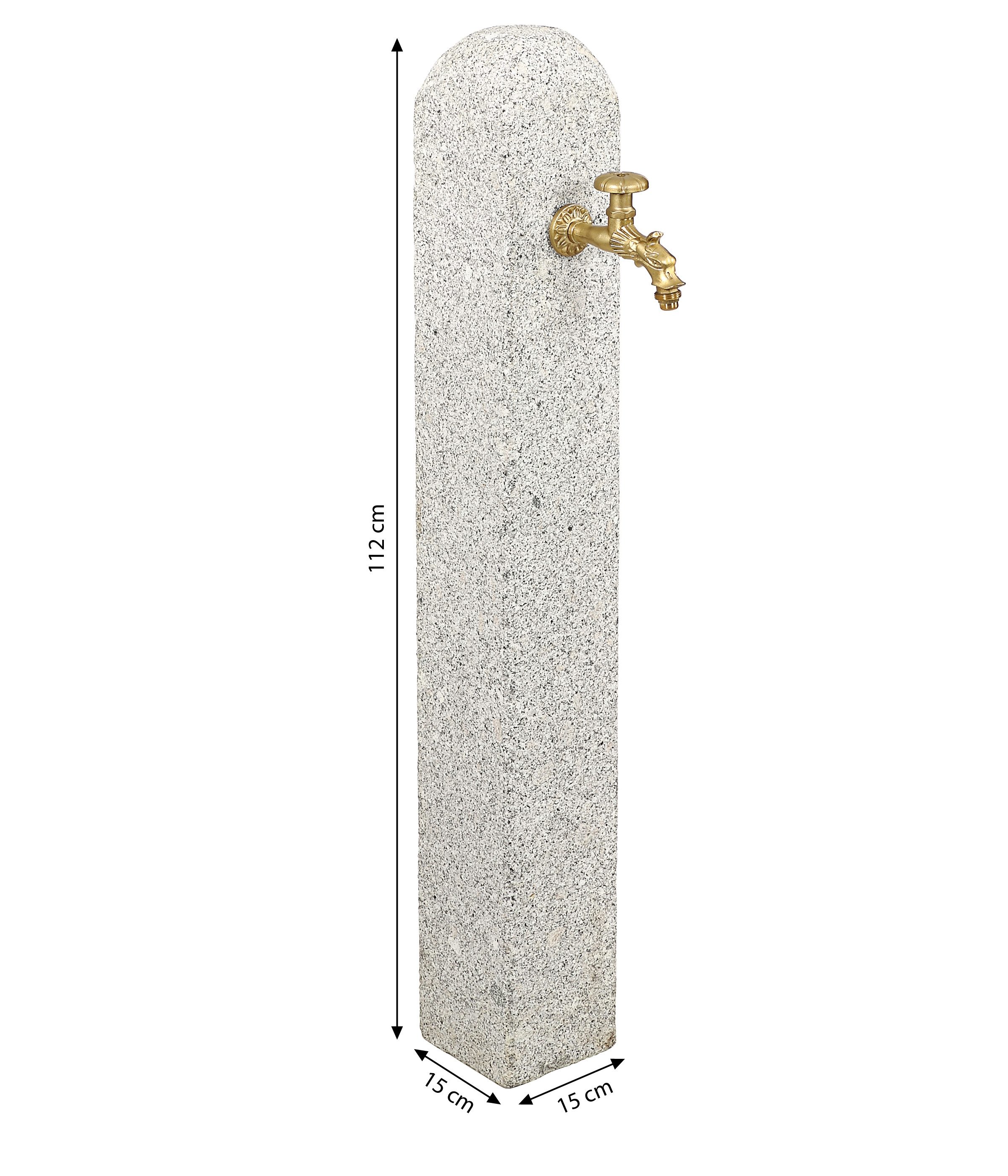 Dehner Gartenbrunnen Wasserzapfsäule, 15 x 15 x 112 cm, Granit, robuster Granit-Wasserspender mit 1/2" Anschluss inkl. Messing-Hahn