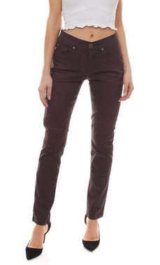 CMK Regular-fit-Jeans cmk Stretch-Jeans stylische Röhren-Hose Damen im Five-Pocket-Stil mit Allover-Print Freizeit-Hose Bordeaux