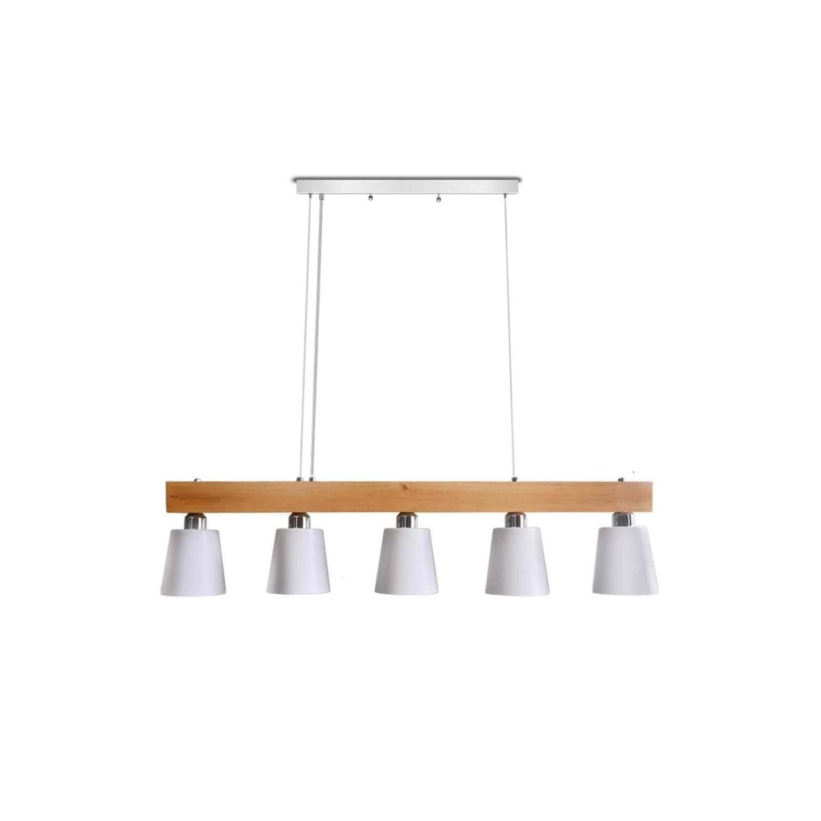 Nettlife Pendelleuchte Esstisch 5-Flammig Holz Metall E27 150cm, LED wechse günstig online kaufen