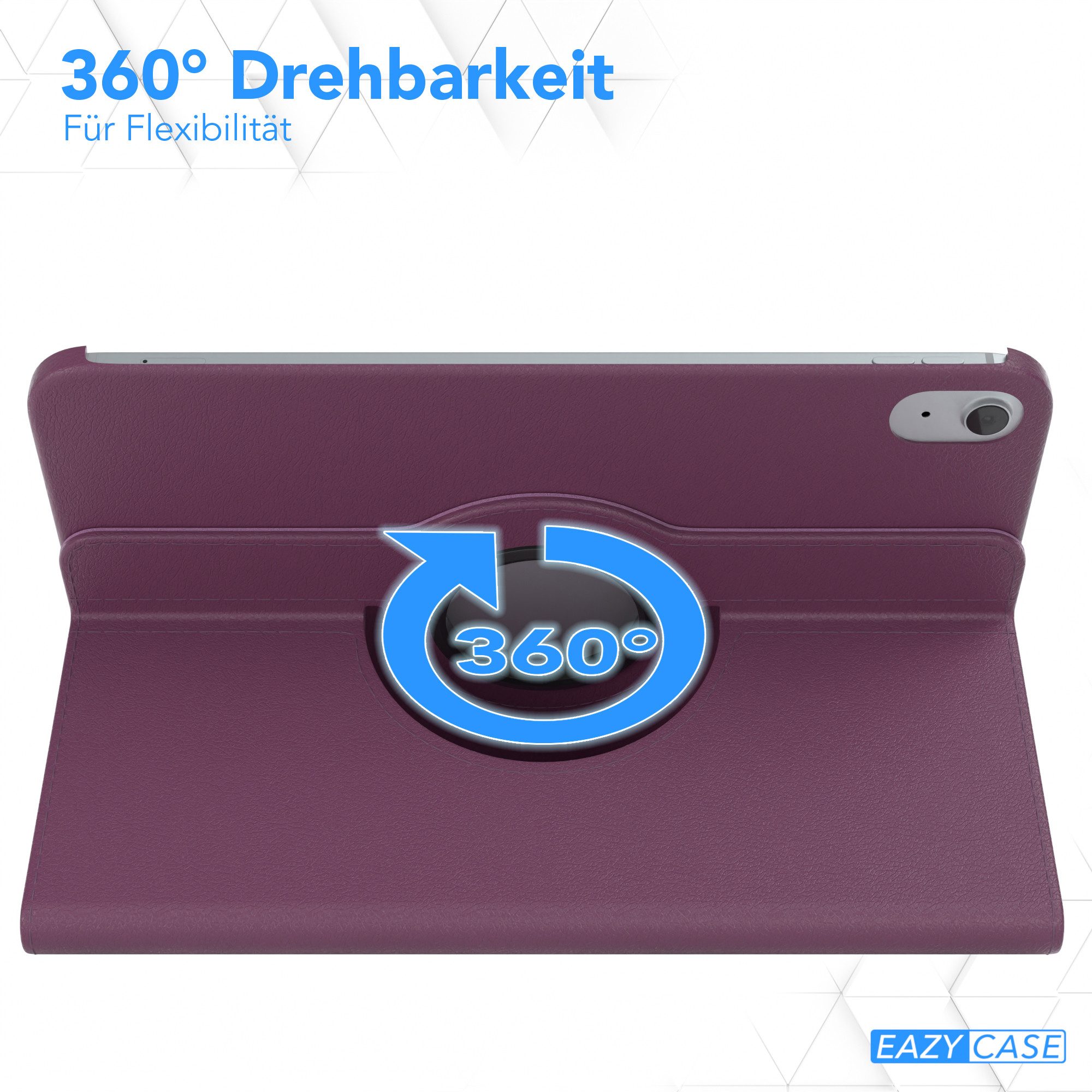 EAZY CASE Tablet-Hülle Rotation Case für Apple iPad 2025 (11. Gen) 11 Zoll, Tablet-Hülle Bookstyle Case Fullcover Schutz Tasche Stehfunktion Lila