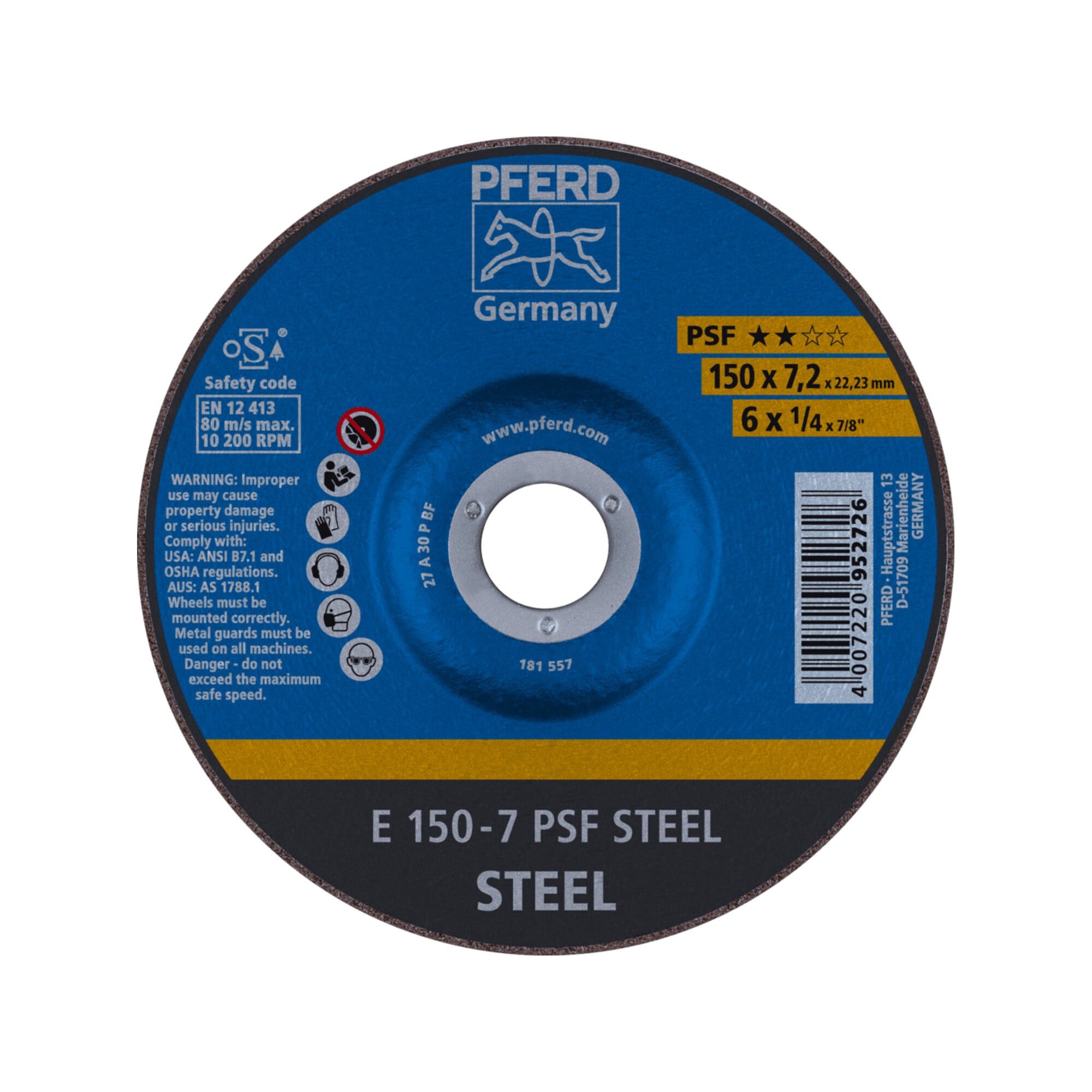 Pferd Schruppscheibe PFERD TOOLS Schruppscheibe E 150x7,2x22,23 mm Universallinie PSF STEEL