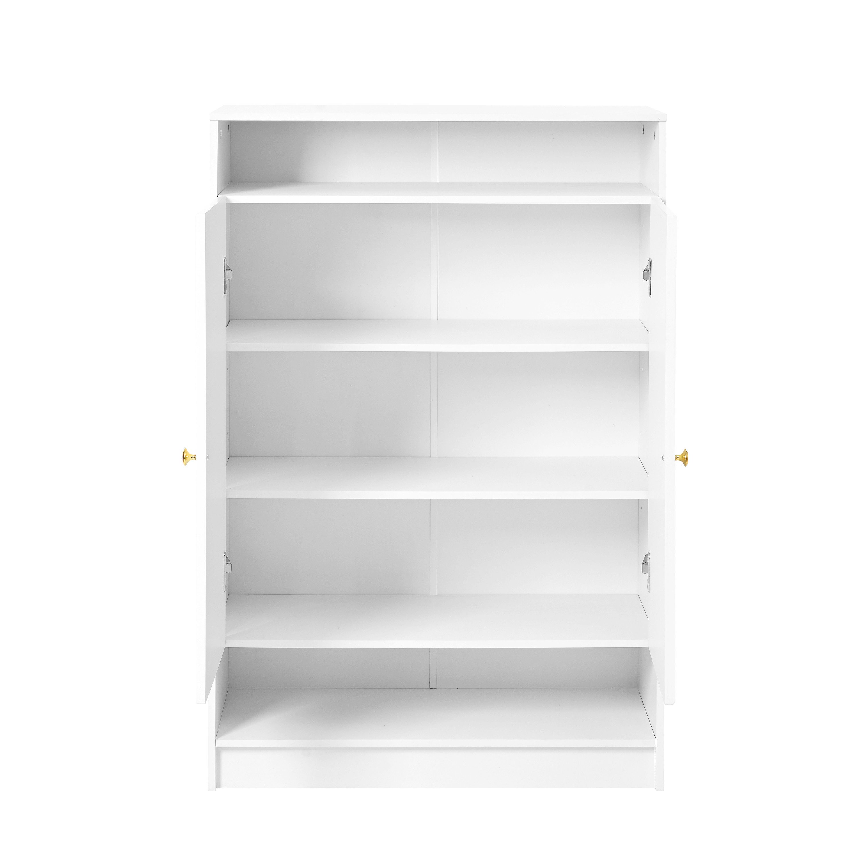 Flieks Schuhschrank mit 2 Türen (1-St., B73/D34/H109 cm) Schuhkommode mit verstellbaren Regalen Schuhregal Weiß, 5 Fächern