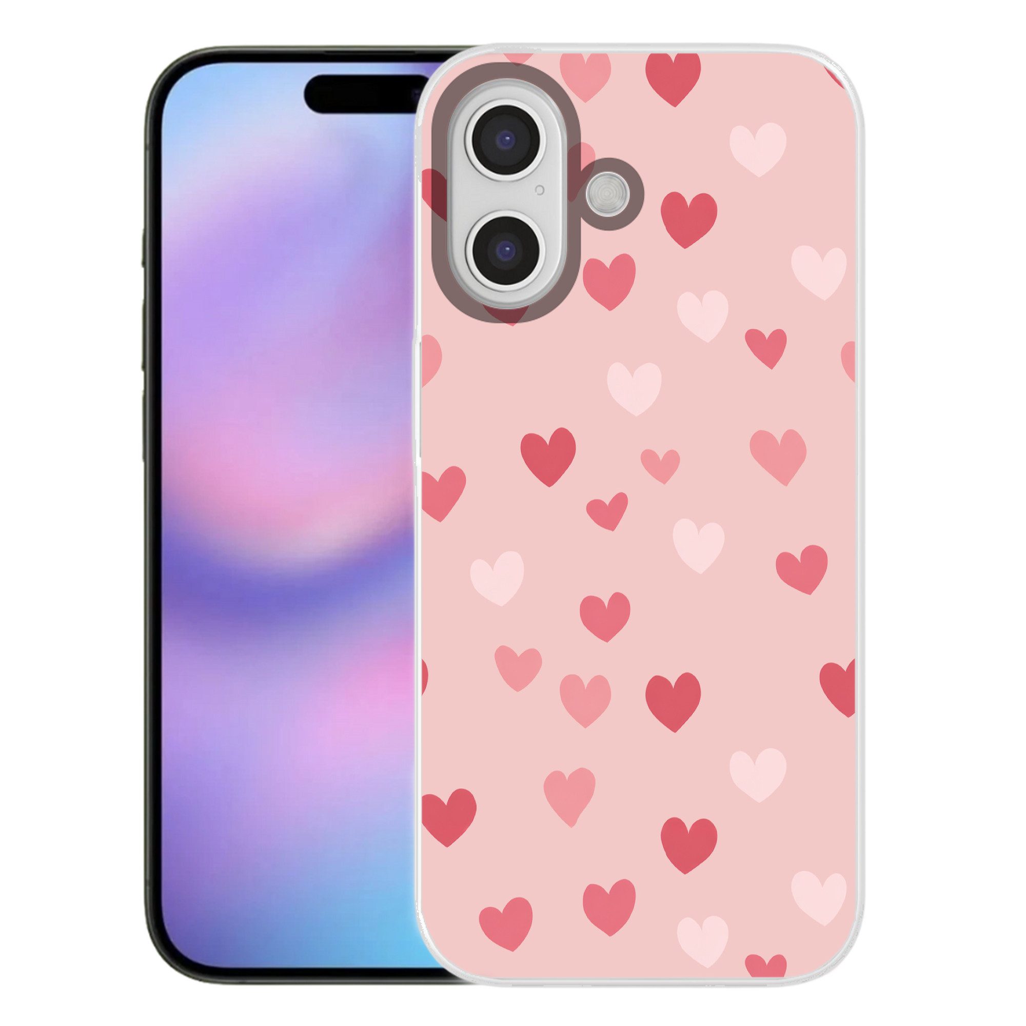 MuchoWow Handyhülle für Apple iPhone 17 Herzen - Muster - Rosa, Smartphone-Bumper, Print, Handy Schutzhülle Dünn