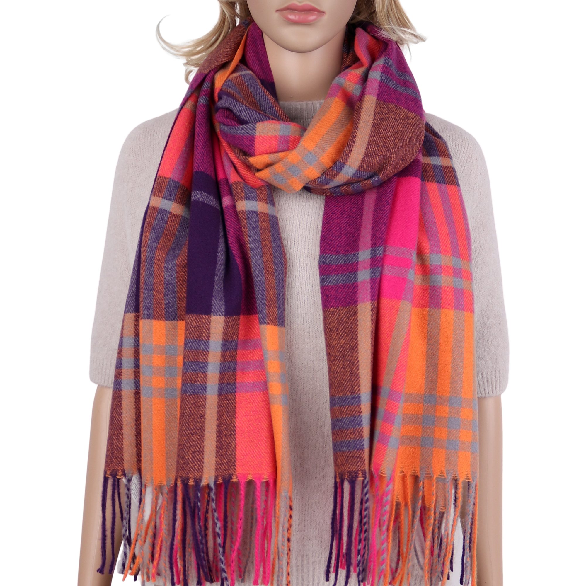 MIRROSI Modeschal weicher und warmer Schal Karo Kariert mit Fransen, 70 x180cm, (Karomuster; ca.220 Gramm; Neue Kollektion Herbst/Winter 2025), Damen Halstuch ideal für Herbst und Winter