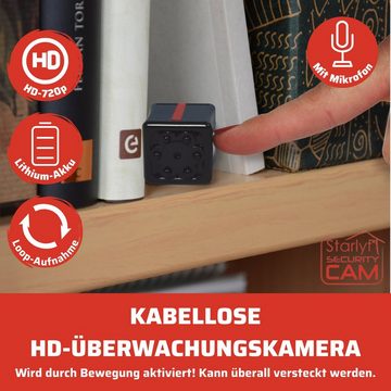 Starlyf Security Cam Überwachungskamera (Außenbereich, Innenbereich, Spar Set 1er oder 2er Pack, 1-tlg., Mini Kamera, Sport Cam, Body Cam, Mini Cam, mit Bewegungsmelder, Nachtsicht)