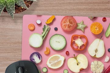 MuchoWow Gaming Mauspad Gemüse - Obst - Rosa (1-St), Mousepad mit Rutschfester Unterseite, Gaming, 40x40 cm, XXL, Großes
