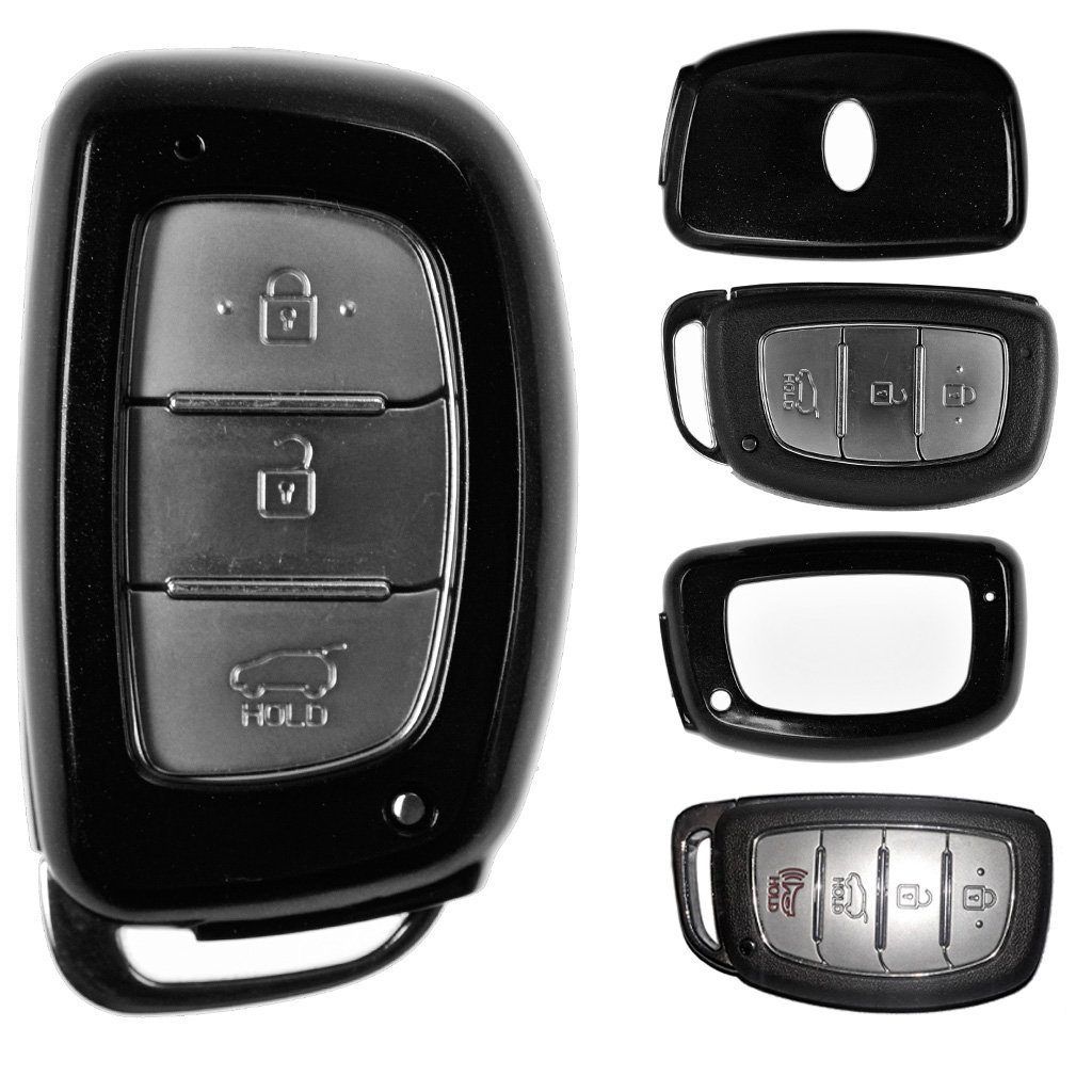 Autoschlüssel Tucson SMARTKEY Hardcover mt-key Schutzhülle Schlüsseltasche Schwarz, ix35 für Hyundai i10 i40 Metallic i20 KEYLESS