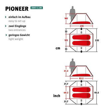 Wechsel Tunnelzelt Trekkingzelt Pioneer 2 Personen Tunnel, Camping Fahrrad Biwak Zelt 2,1kg