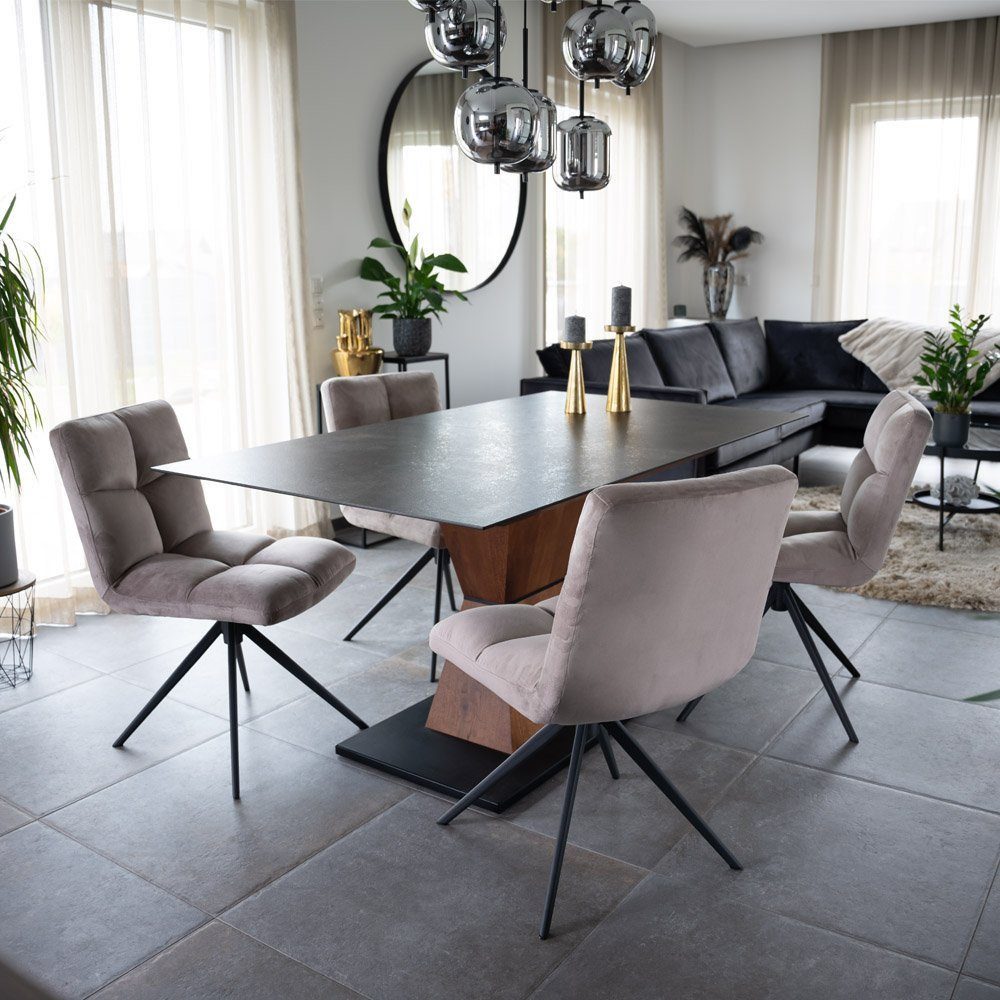 HOME DELUXE Esszimmerstuhl drehbar 2er - 8er Set NODA (2 St), Gestell aus Edelstahl, Küchenstuhl, Bürostuhl