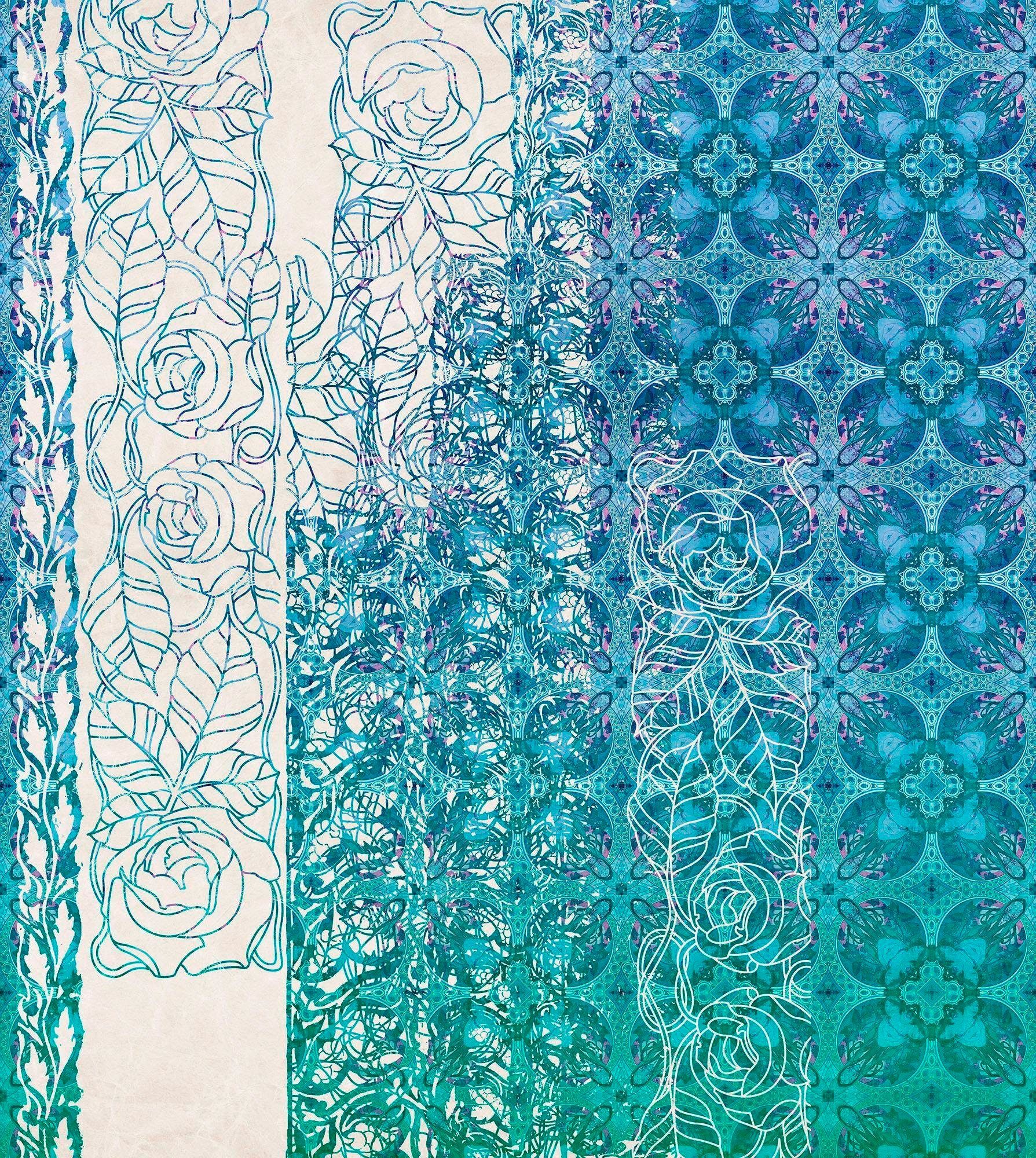 Komar Vliestapete Art Nouveau, 250x280 cm (Breite x Höhe) blau