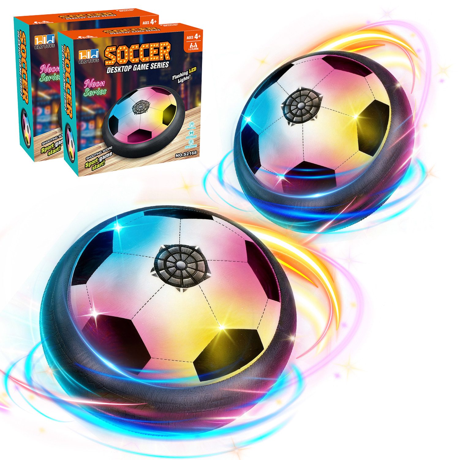 Esun Spielball 2 Stück Fußball Spielzeug­­­­ mit LED-Lichter, Air Power Fußball (2 Stück Fußball Spielzeug­­­­, 2 Stück Fußball Spielzeug), Interaktiver Fußballspaß, Spielvergnügen, Kinderspielzeug
