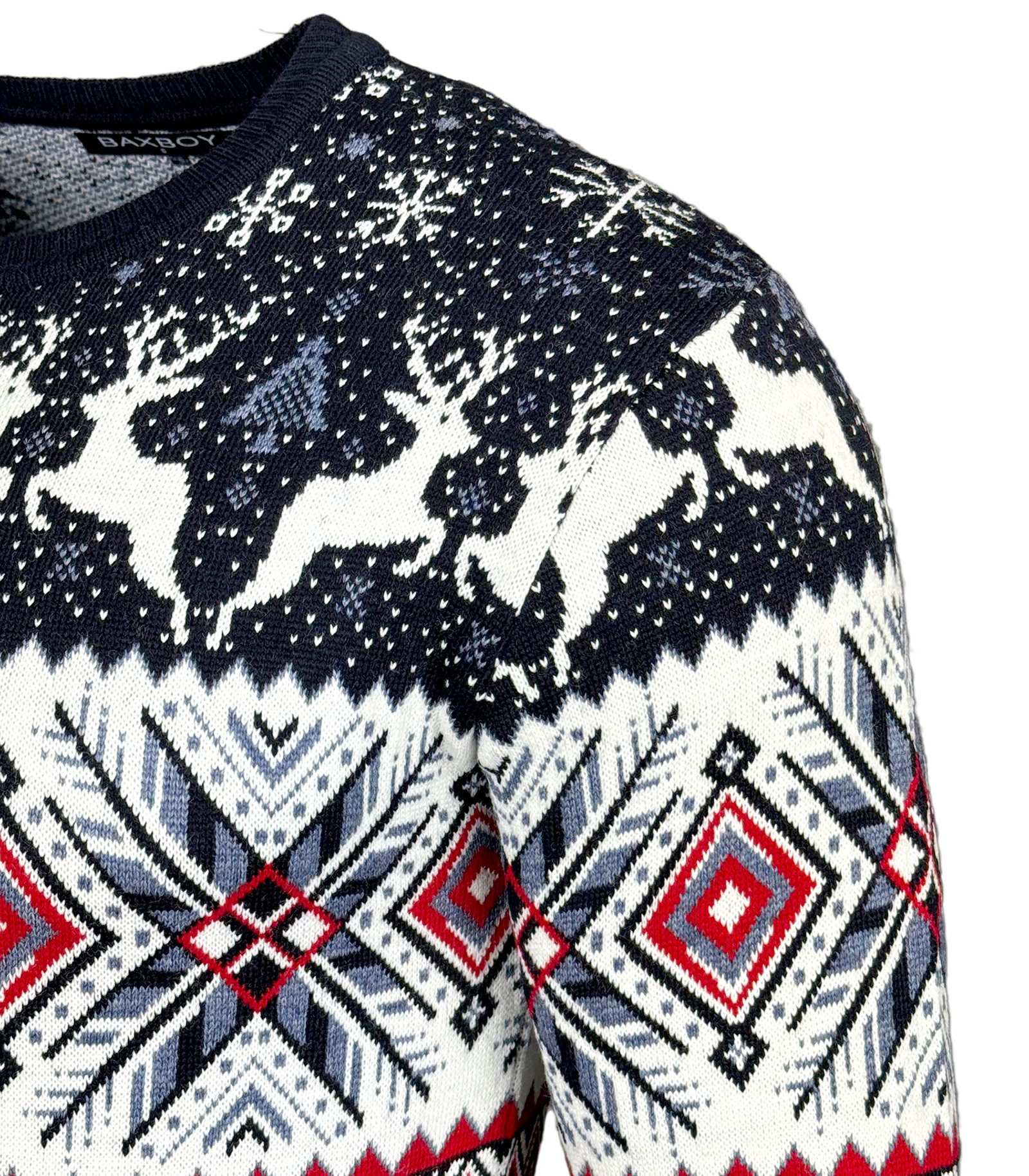 Baxboy Strickpullover BAXBOY Herren stylischer Rundhals Norweger Strick-Pullover B-52426