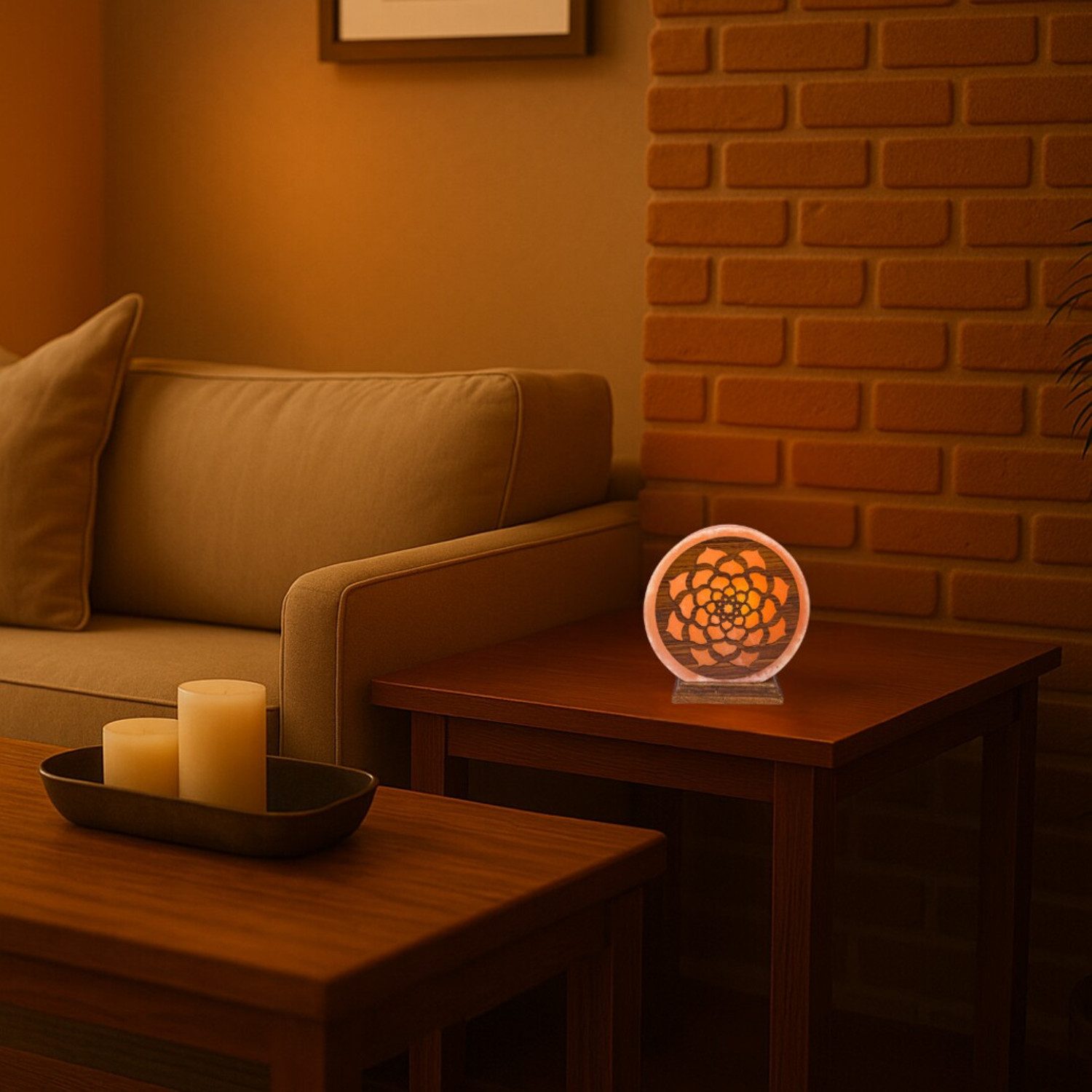 Rabalux Tischleuchte Mandali Salzlampe für Wohnzimmer Schlafzimmer, Leuchtmittel wechselbar, E14 Gewinde, orange, IP20