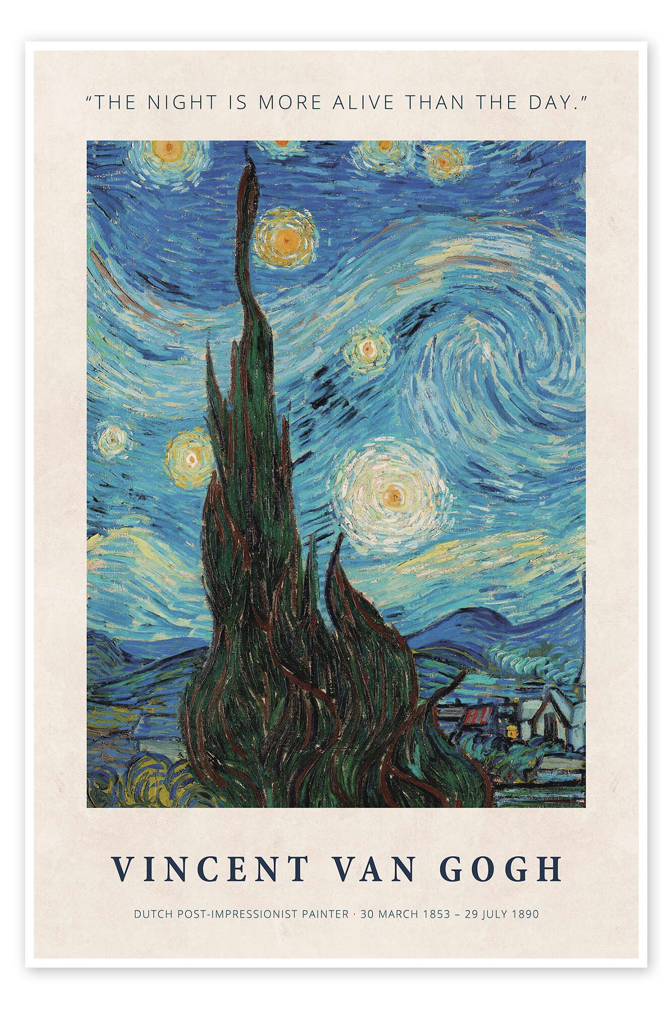 Posterlounge Wandbild The Night is more Alive than the Day, Vincent van Gogh, erhältlich als Poster, Leinwandbild, Wandsticker oder Acrylglasbild