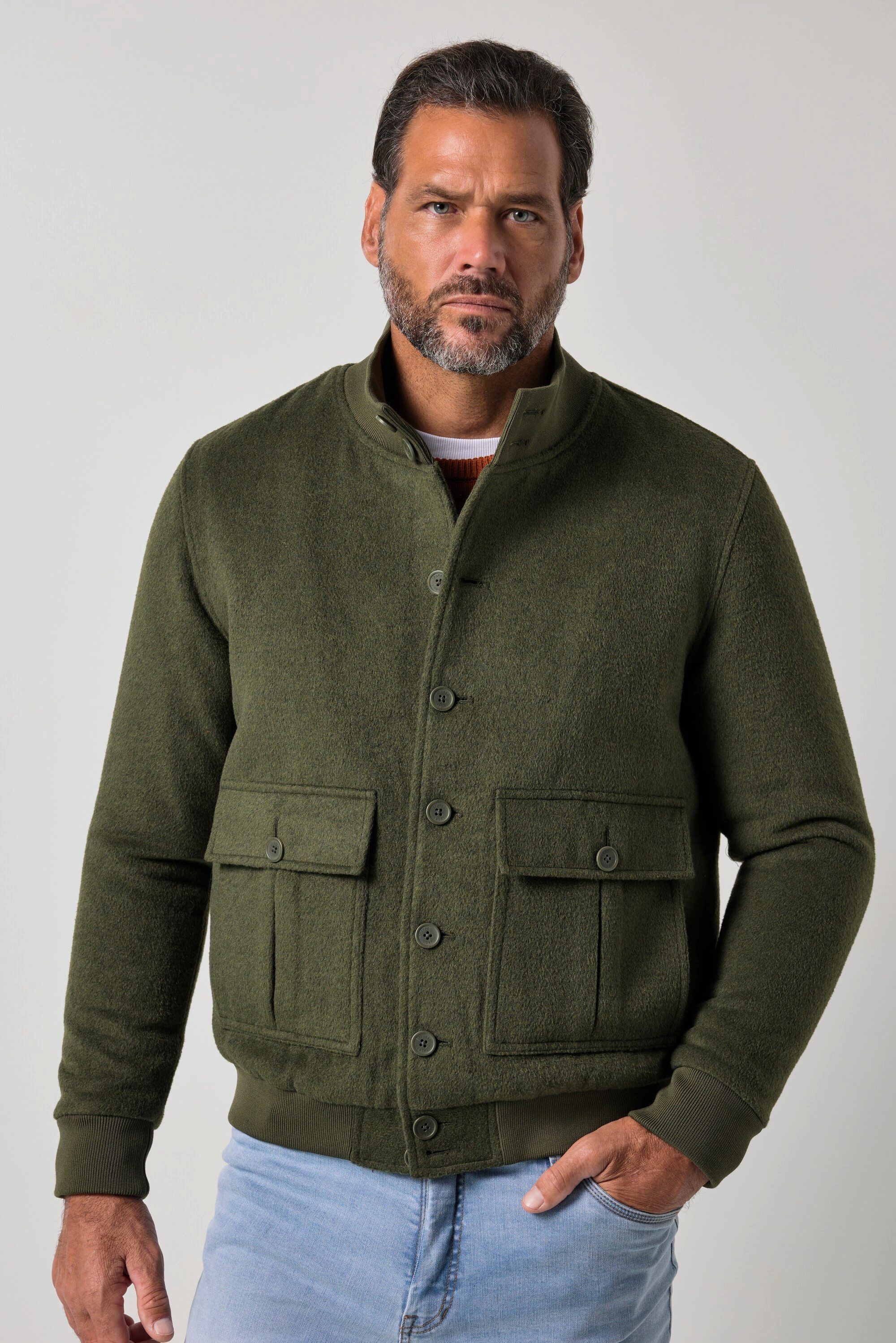 JP1880 Funktionsjacke Wollmix-Jacke Stehkragen Klappentaschen bis 7 XL