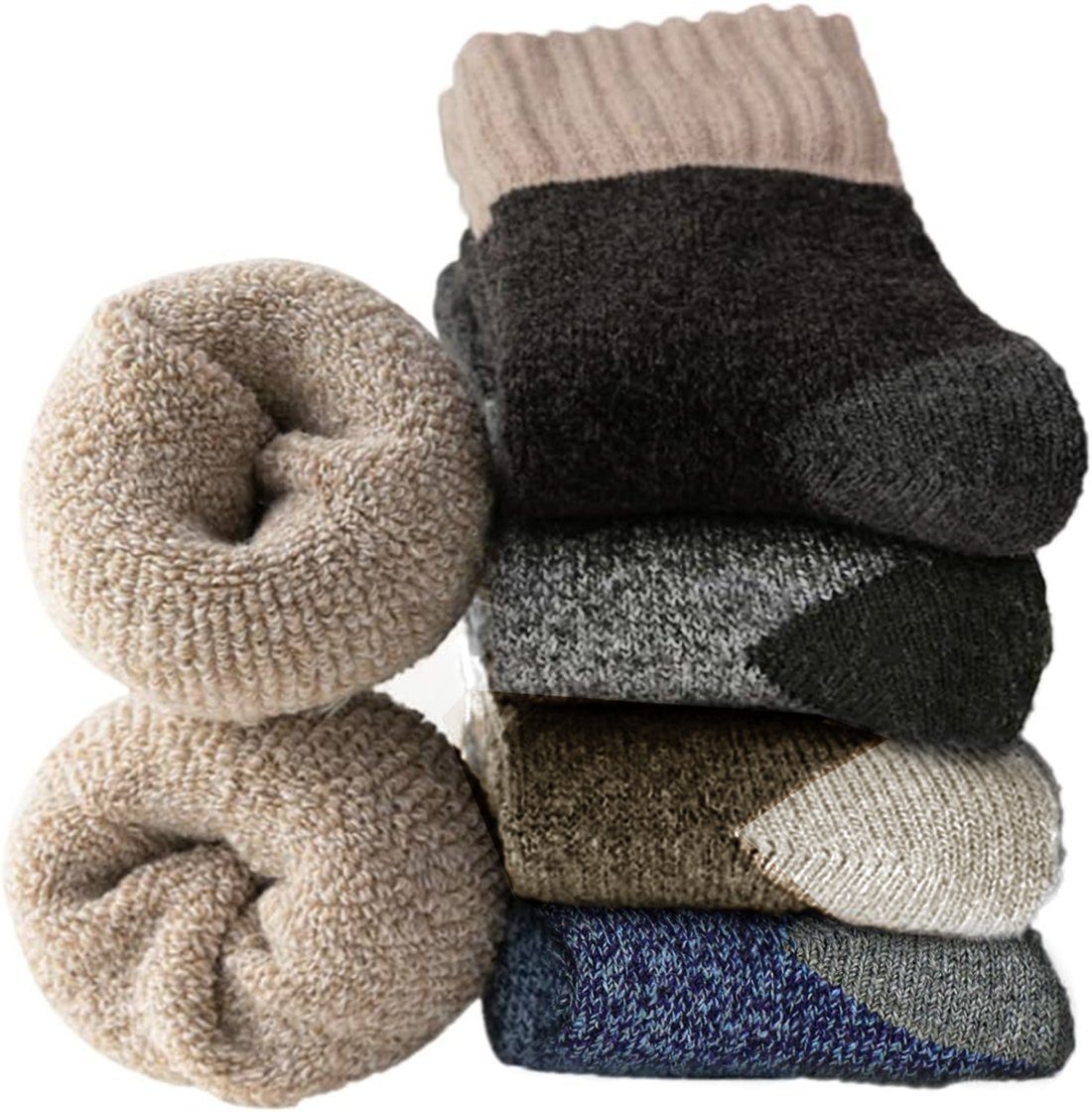 Alster Herz Thermosocken 3 Paar Warme Winter Thermosocken, Socken mit Frottee 37-44, A0514 (5-Paar) für Damen Herren, hält sehr warm