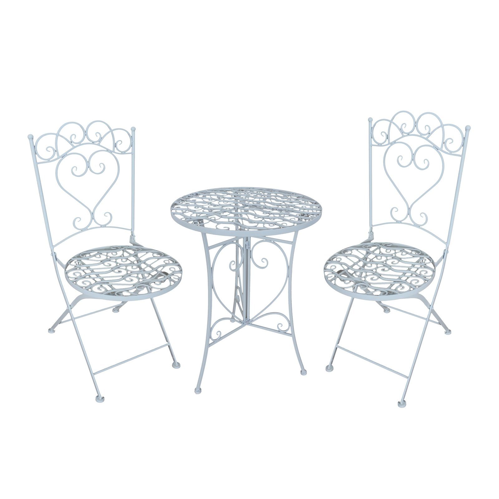 HTI-Line Balkonset Tischgruppe Curly, (Set, Nostalgisch Metall Creme 3-tlg), Garten Sitzgruppe