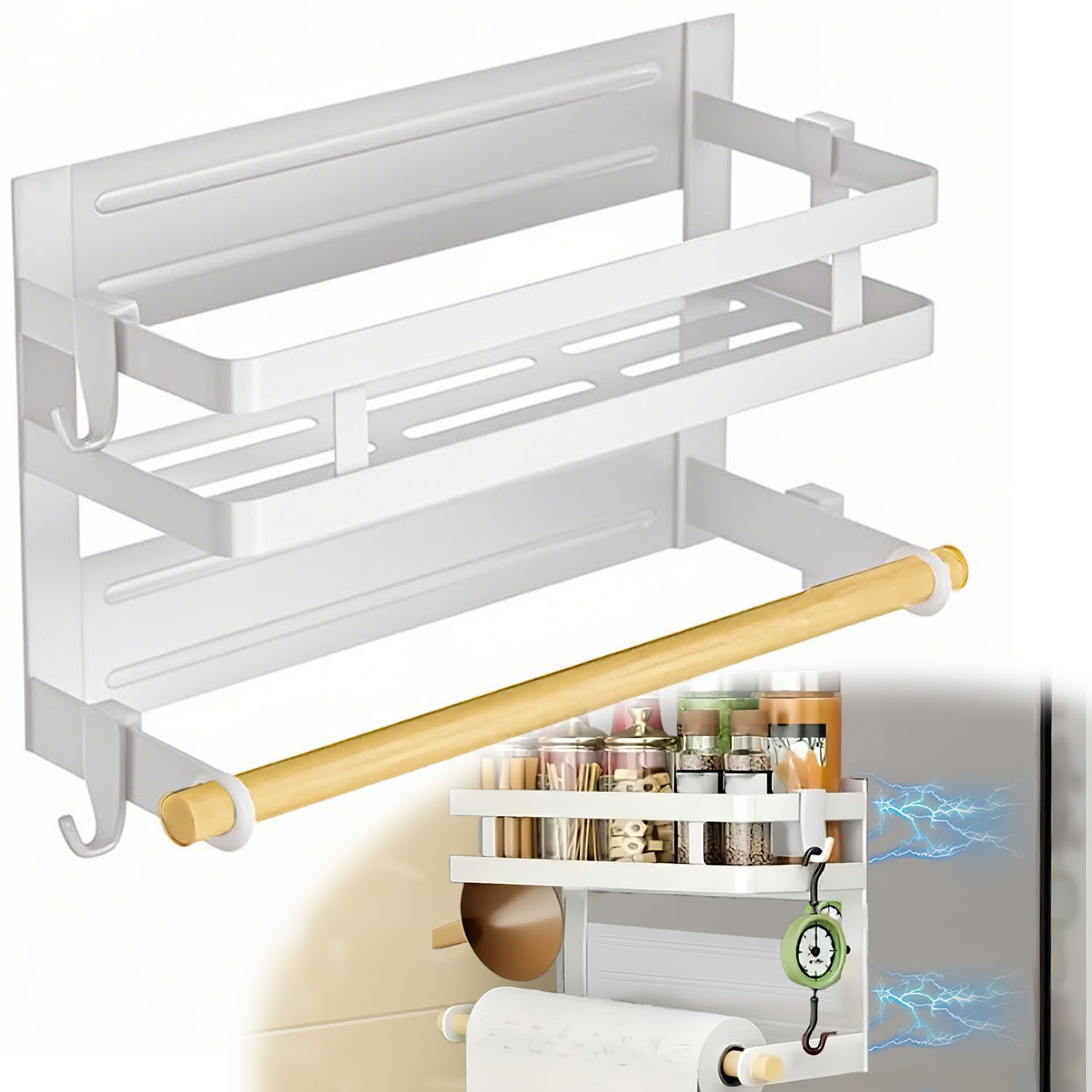 Refined Living Gewürzregal Gewürzregal mit Küchenrollenhalter und 4 Haken M günstig online kaufen