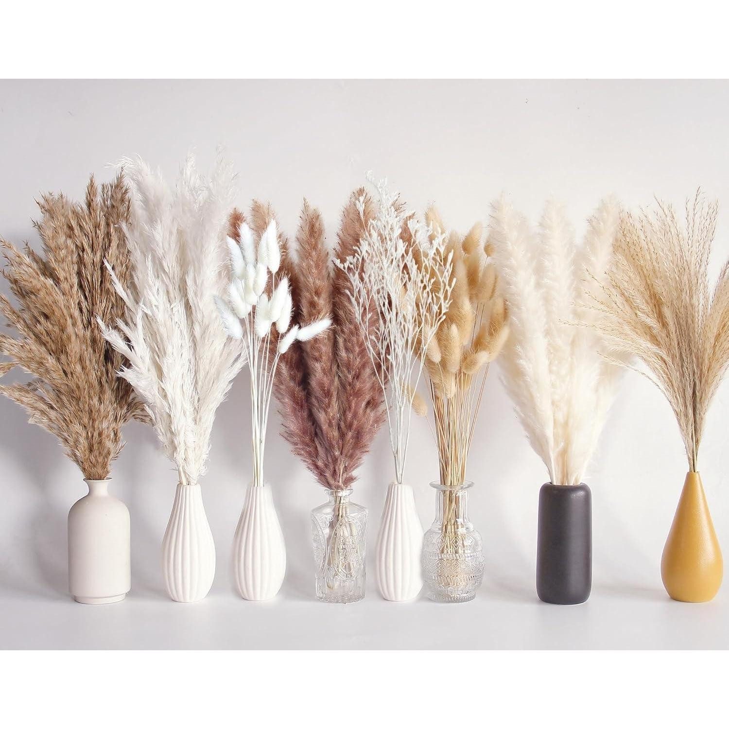 Trockenblume Pampasgras Bouquet Trockenblumen Bunny Tails Boho 128 Stück 128pcs-A, LuxusKollektion