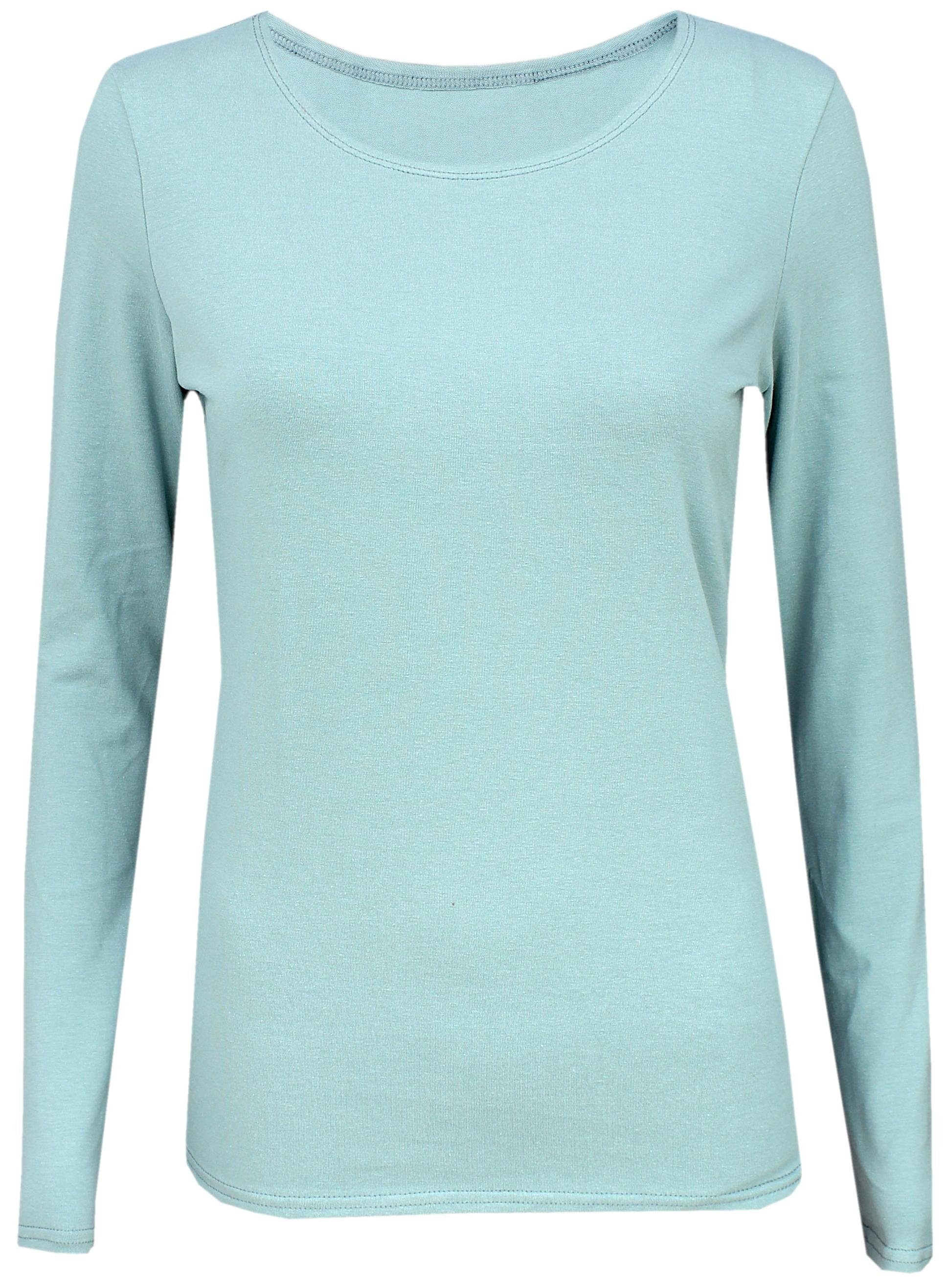 Alkato Longshirt Alkato Damen Langarm Shirt mit O-Ausschnitt