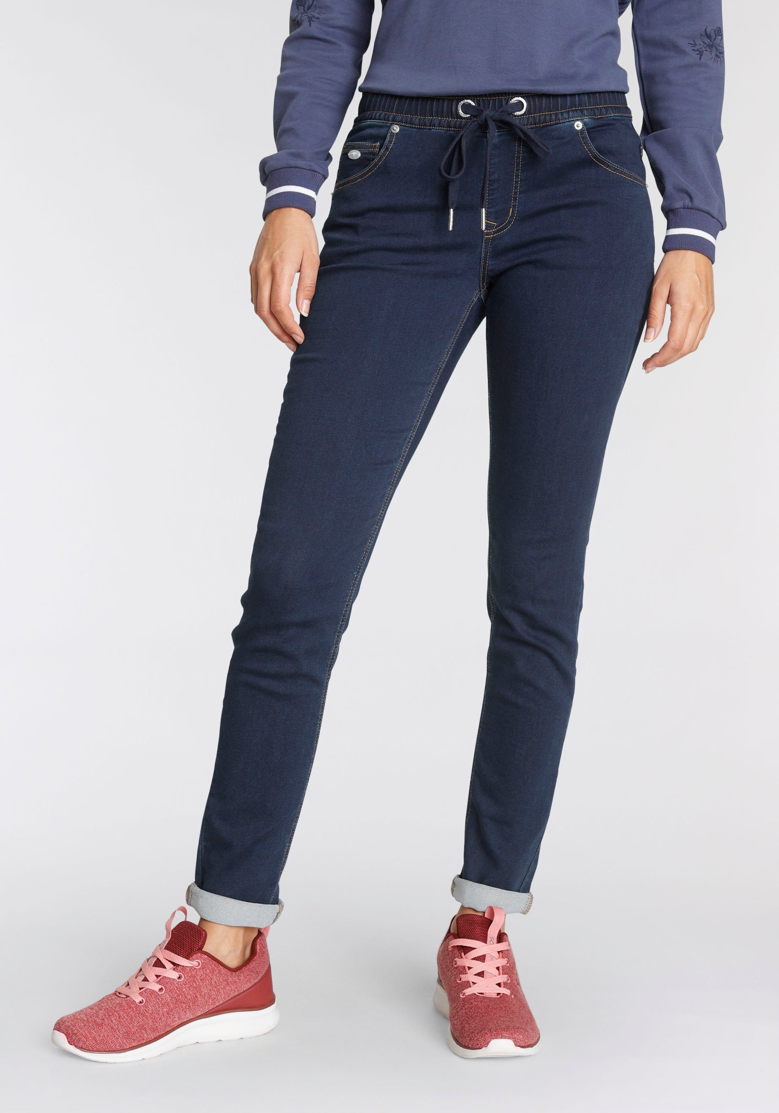 KangaROOS Jogg Pants in dark-rinsed Bündchen elastischem Denim-Optik mit