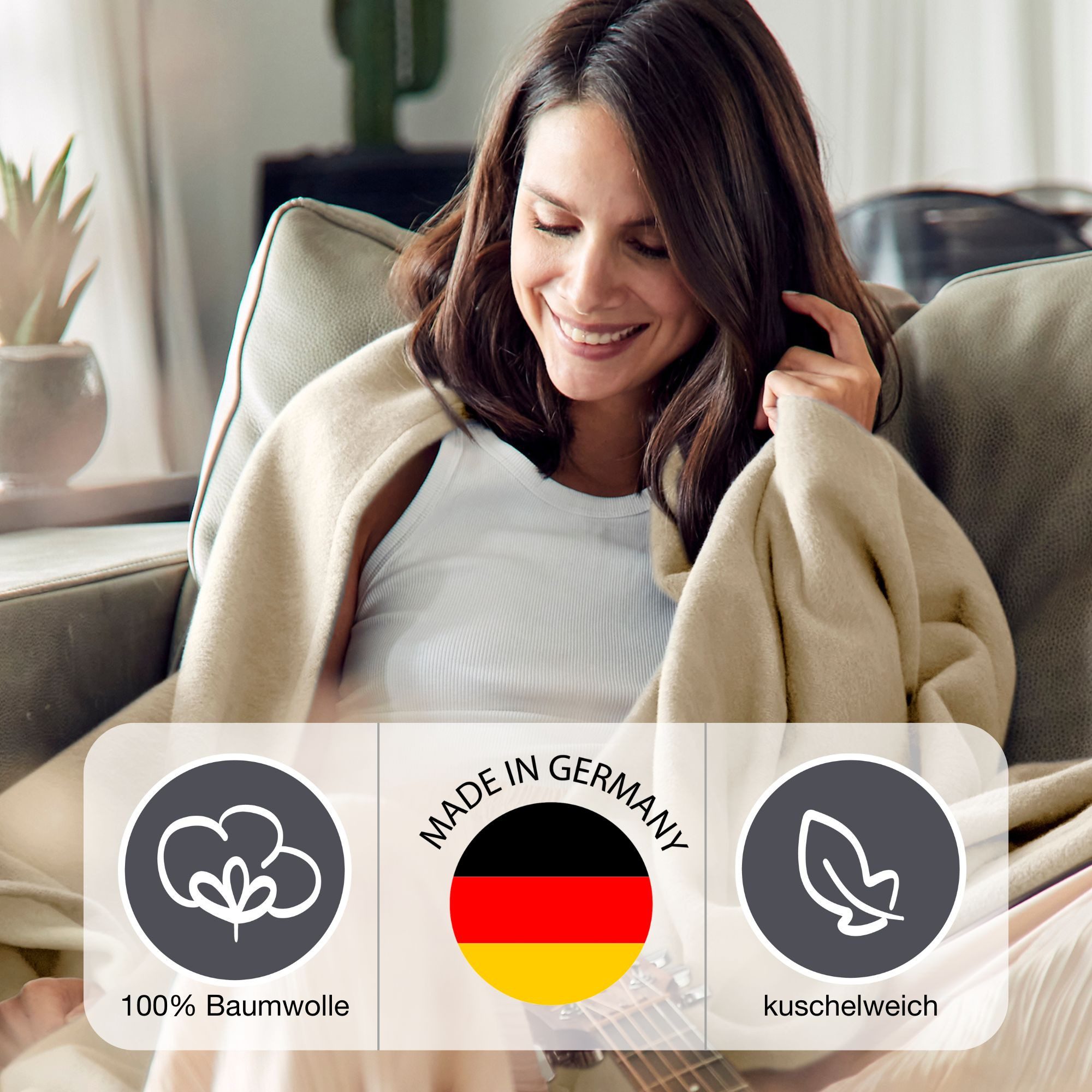 Wohndecke Cotton Pur, IBENA, in trendigen Farben