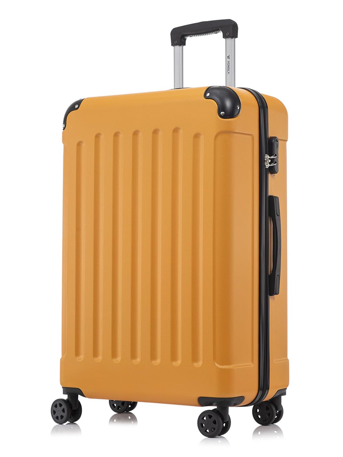 yonsly Hartschalen-Trolley Hartschalen-Koffer Trolley 360° Rollen, robuster Reisekoffer, 4 Rollen, mit Zahlenschloss, für Business und Urlaub 46/55/66/76 cm