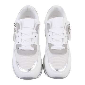 Ital-Design Damen Freizeit Sneaker (86344903) Keilabsatz/Wedge Sneakers Low in Weiß