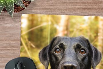 MuchoWow Gaming Mauspad Glücklicher schwarzer Hund (1-St), Mousepad mit Rutschfester Unterseite, Gaming, 40x40 cm, XXL, Großes