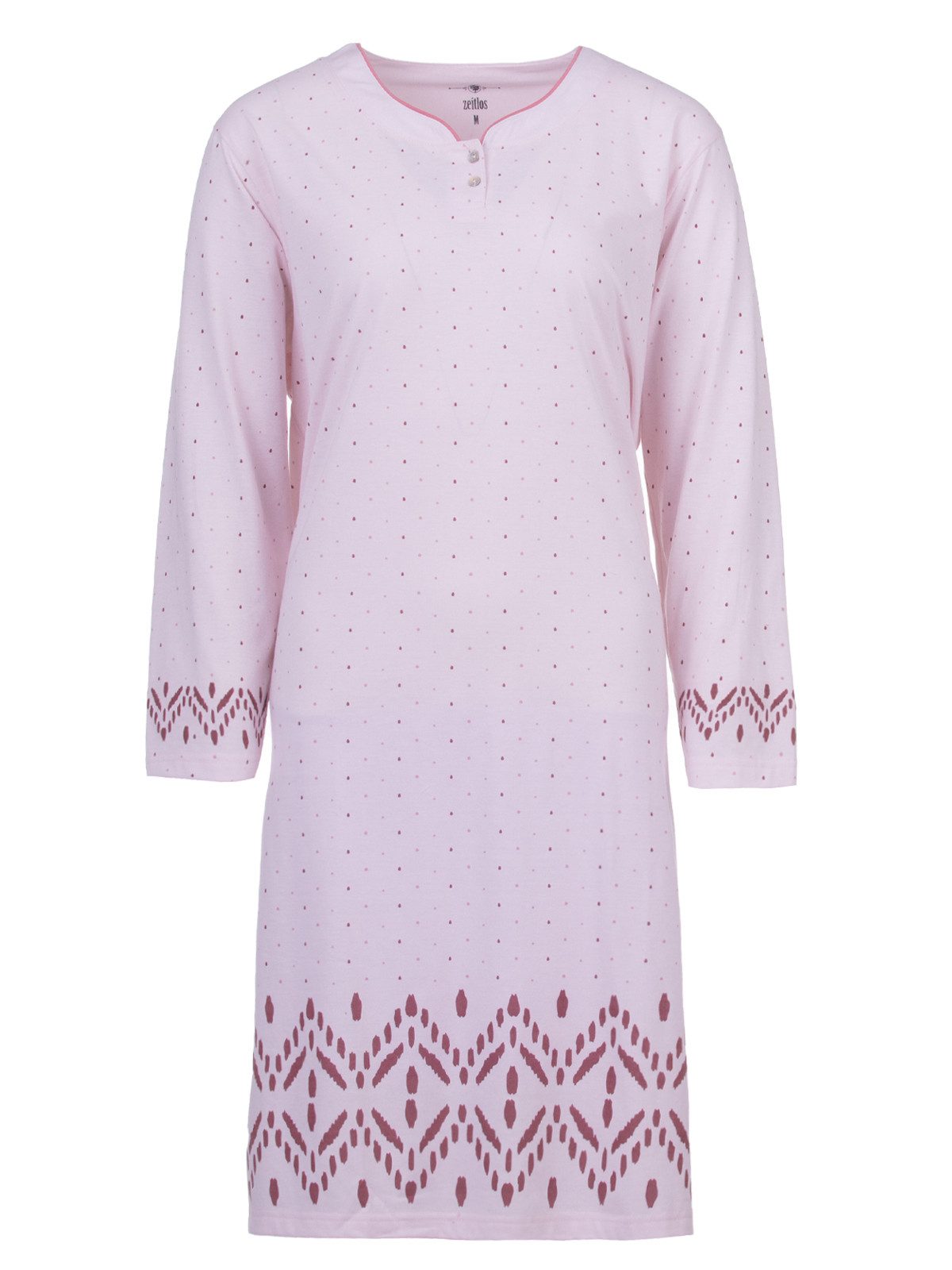 zeitlos Nachthemd Nachthemd Langarm - Punkte mit Rauten Bordure günstig online kaufen