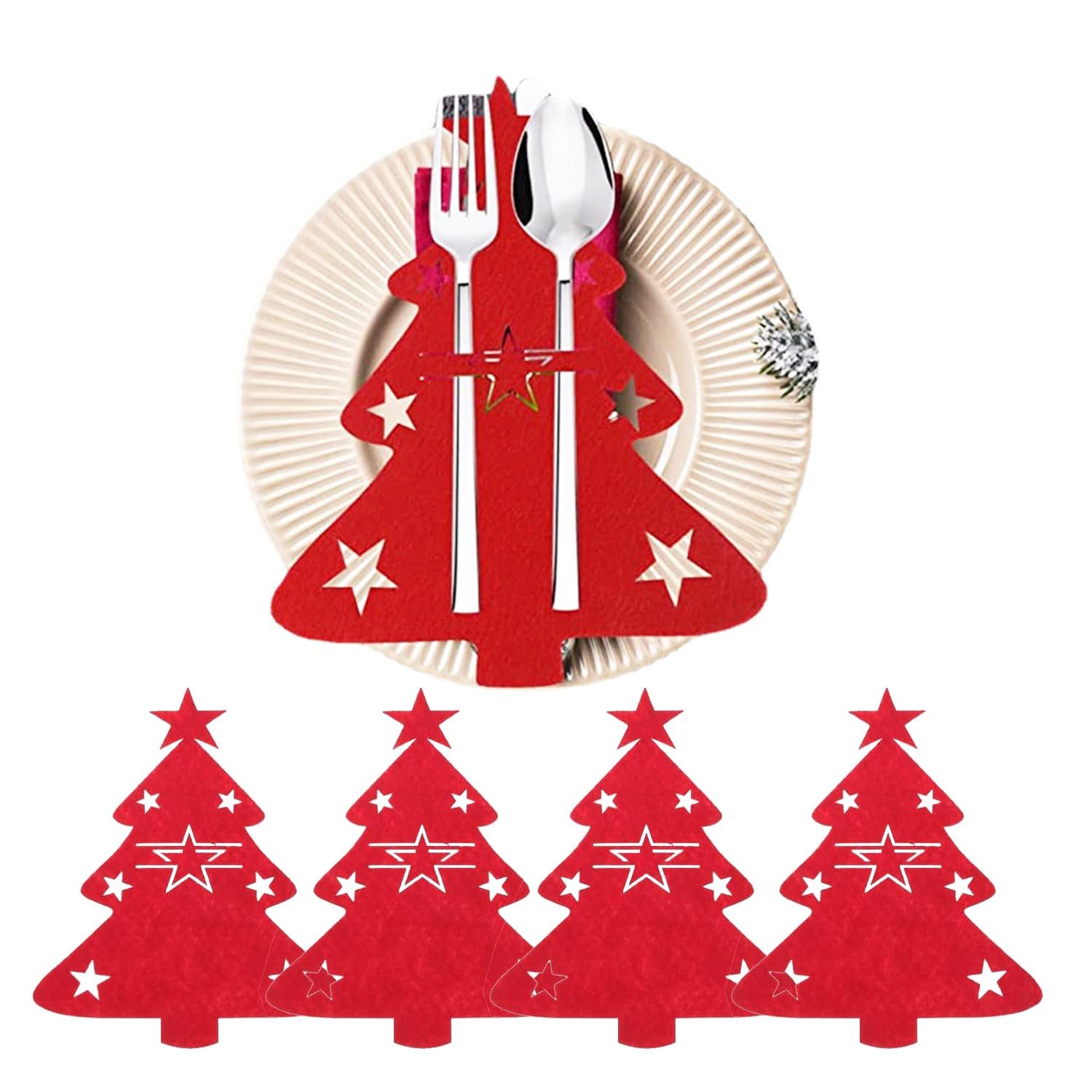 FOUORTUNATE-BEE Besteckhalter 4er-Set Weihnachts-Besteckhalter aus Filz in günstig online kaufen